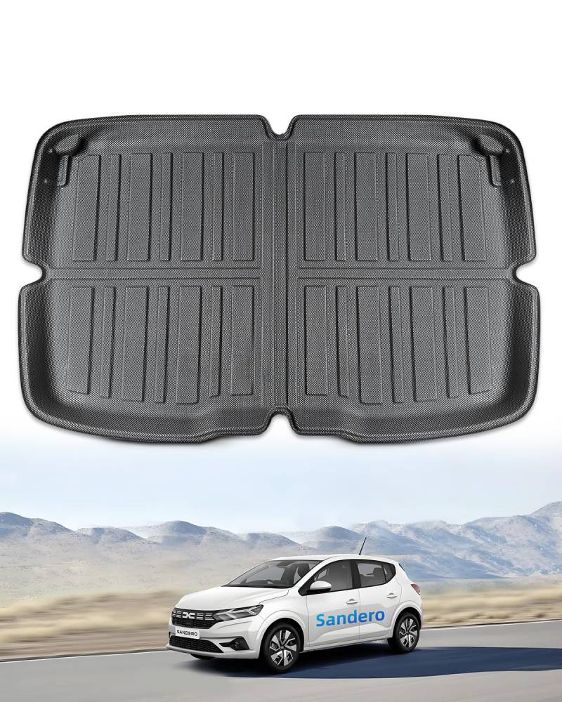 LANGBEAN Obere Kofferraummatte für Dacia Sandero 3 2025 2024 2023 2022 2021, Kofferraum Schutzmatte Hinten Original Sandero Stepway 3 aus TPE mit Hohem Rand, Rutschfestes und Wasserdichtes von LANGBEAN