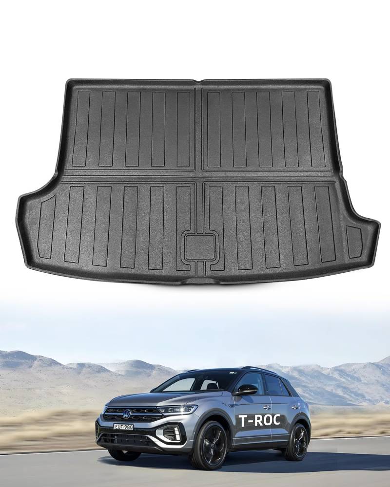 LANGBEAN Obere Kofferraummatte für VW T-ROC 2025 2024 2023 2022 2021 2020 2019 2018, Kofferraum Schutzmatte Hinten Original T-ROC aus TPE mit Hohem Rand, Rutschfestes und Wasserdichtes von LANGBEAN