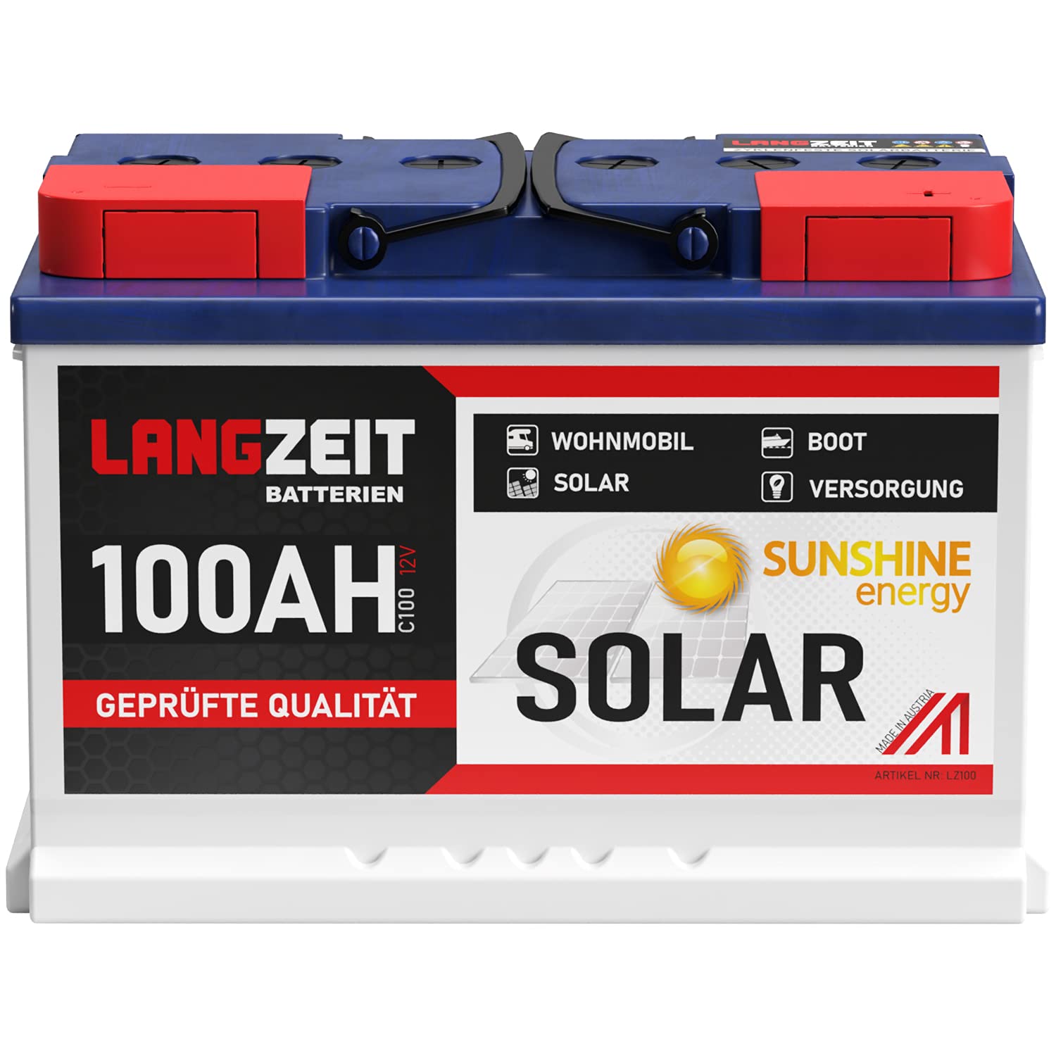 LANGZEIT 100Ah 12V Solarbatterie Boot Marine Wohnmobil Solar Batterie 80Ah von LANGZEIT Batterien