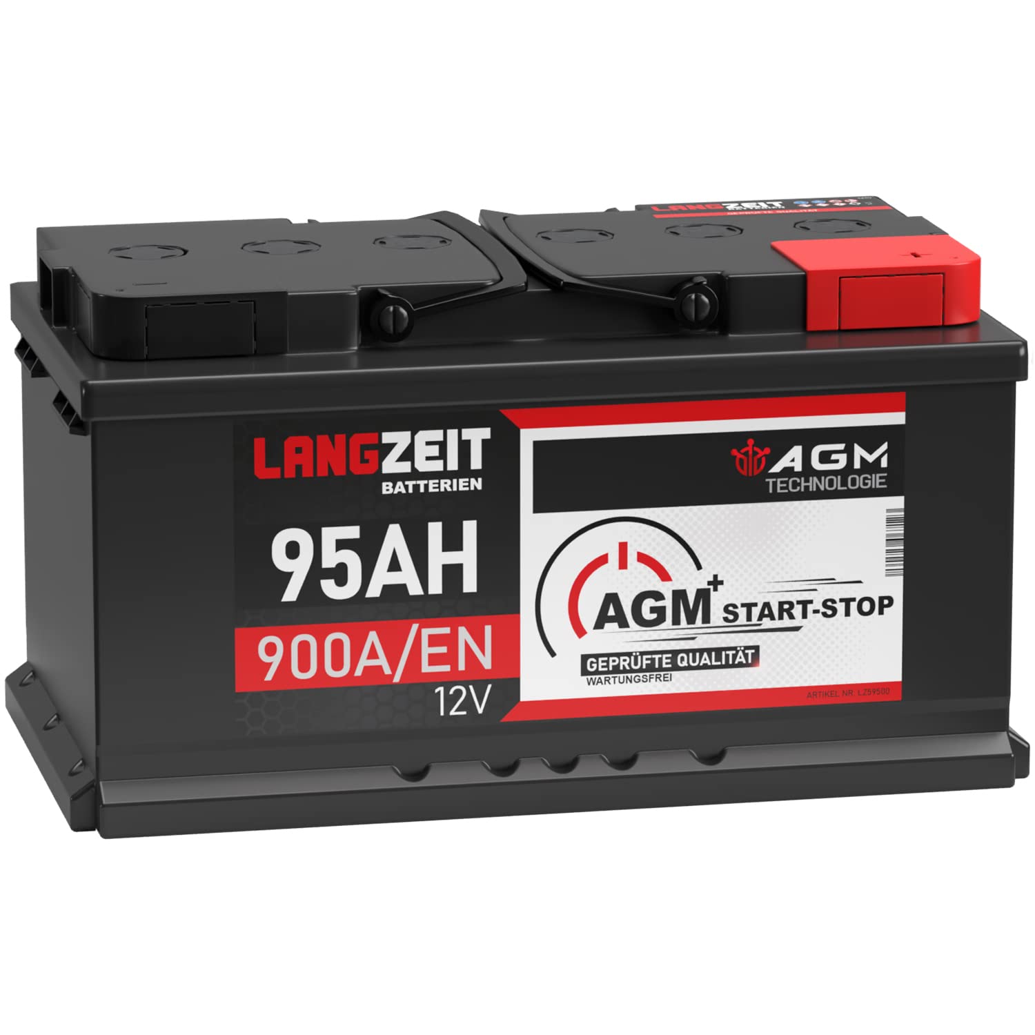 LANGZEIT AGM Batterie 95Ah 12V 900A/EN Start-Stop Autobatterie VRLA Batterie LANGZEIT AGM Batterie 95Ah 12V 900A/EN Start-Stop Autobatterie VRLA Batterie von LANGZEIT Batterien