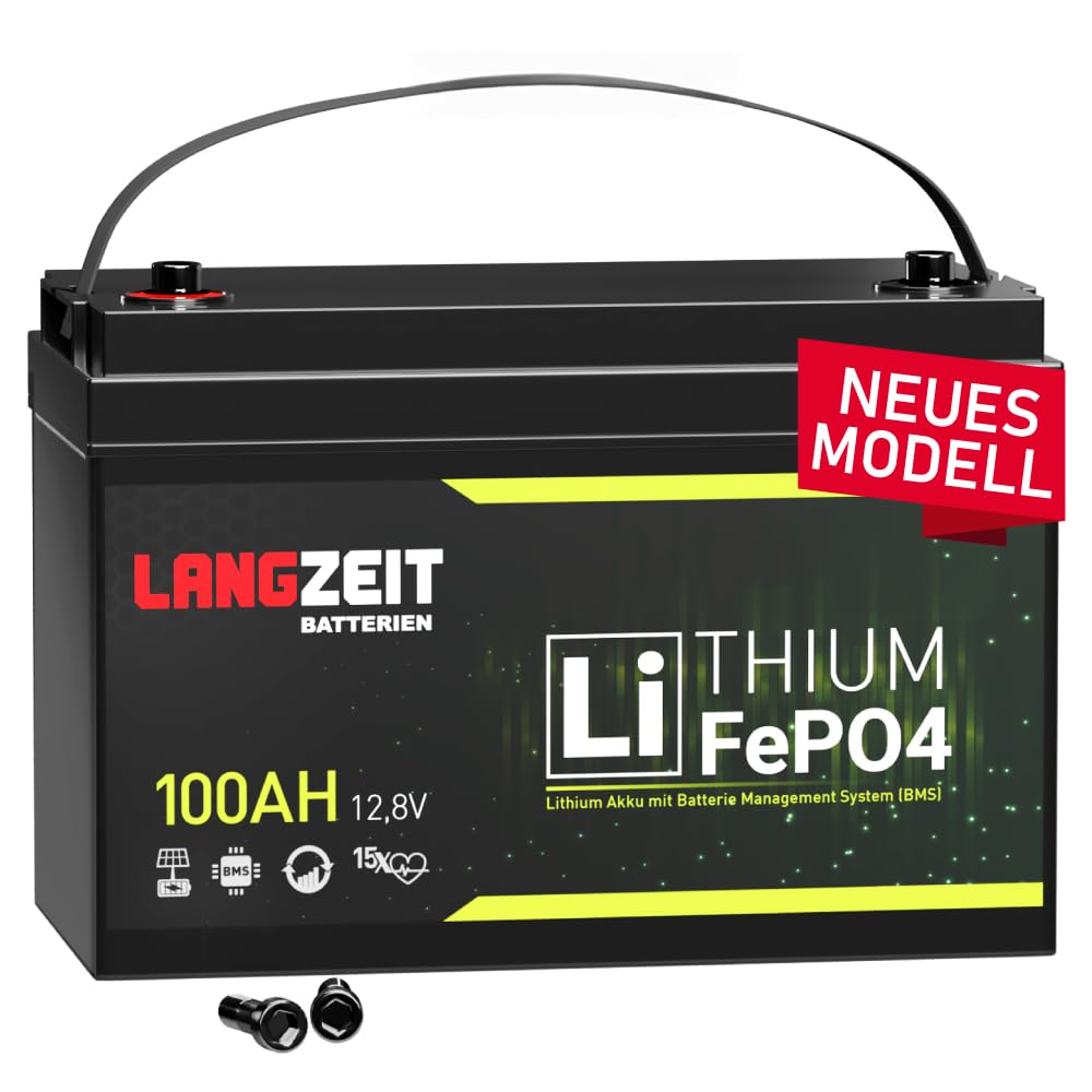 LANGZEIT LiFePO4 100Ah 12V Lithium Batterie mit BMS Solarbatterie Wohnmobil Solar Boot Akku von LANGZEIT Batterien