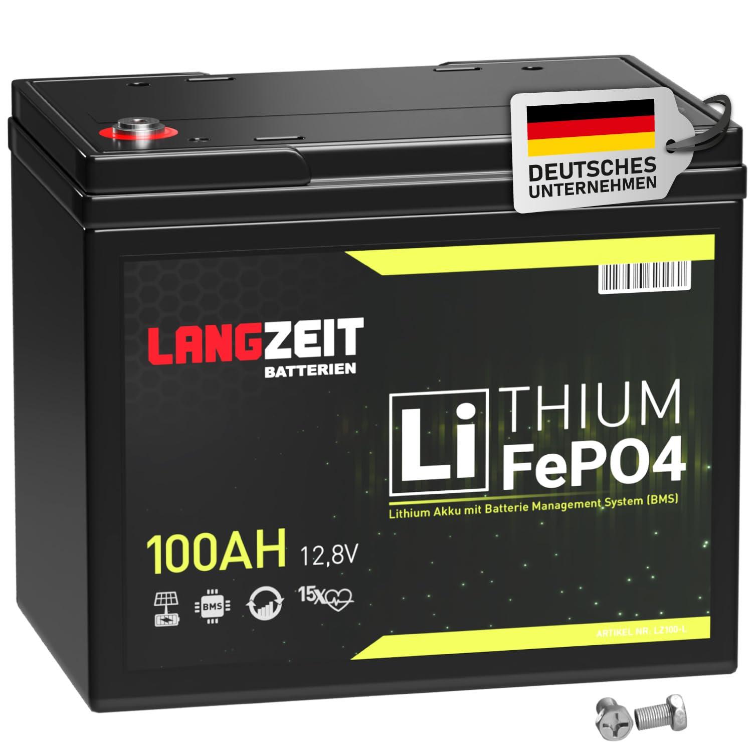 LANGZEIT LiFePO4 100Ah 12V Lithium Batterie mit BMS Solarbatterie Wohnmobil Solar Boot Akku von LANGZEIT Batterien