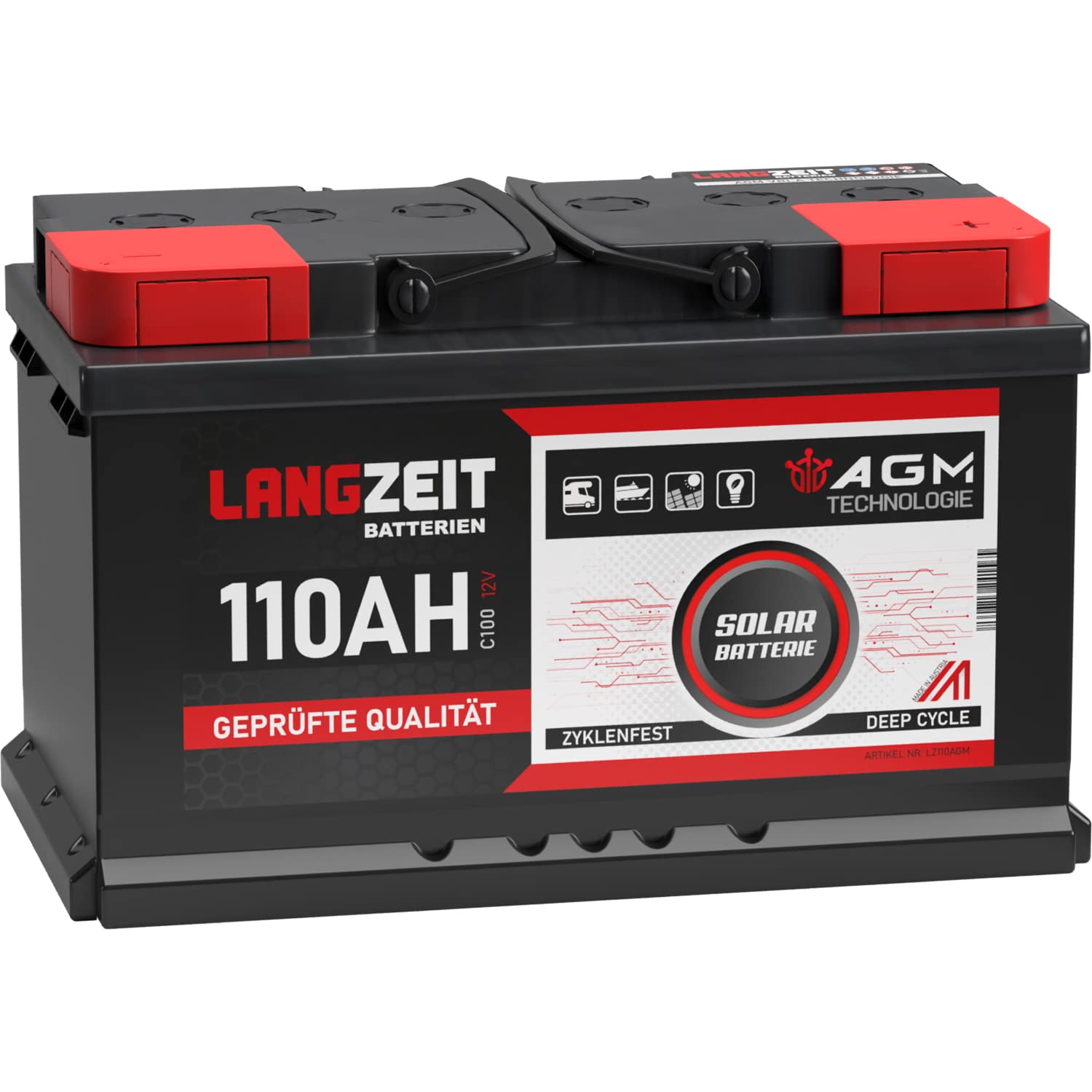 LANGZEIT AGM Batterie 110Ah 12V Solarbatterie Wohnmobil Batterie Bootsbatterie Mover Deep Cycle AGM zyklenfest wartungsfrei ersetzt 100Ah 95Ah 90Ah LANGZEIT AGM Batterie 110Ah 12V Solarbatterie Wohnmobil Batterie Bootsbatterie Mover Deep Cycle AGM zyklenfest wartungsfrei ersetzt 100Ah 95Ah 90Ah von LANGZEIT Batterien