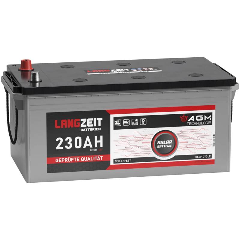 LANGZEIT AGM Batterie 230Ah 12V Solarbatterie Wohnmobil Batterie Bootsbatterie Mover Deep Cycle AGM zyklenfest wartungsfrei ersetzt 220Ah 200Ah von LANGZEIT Batterien