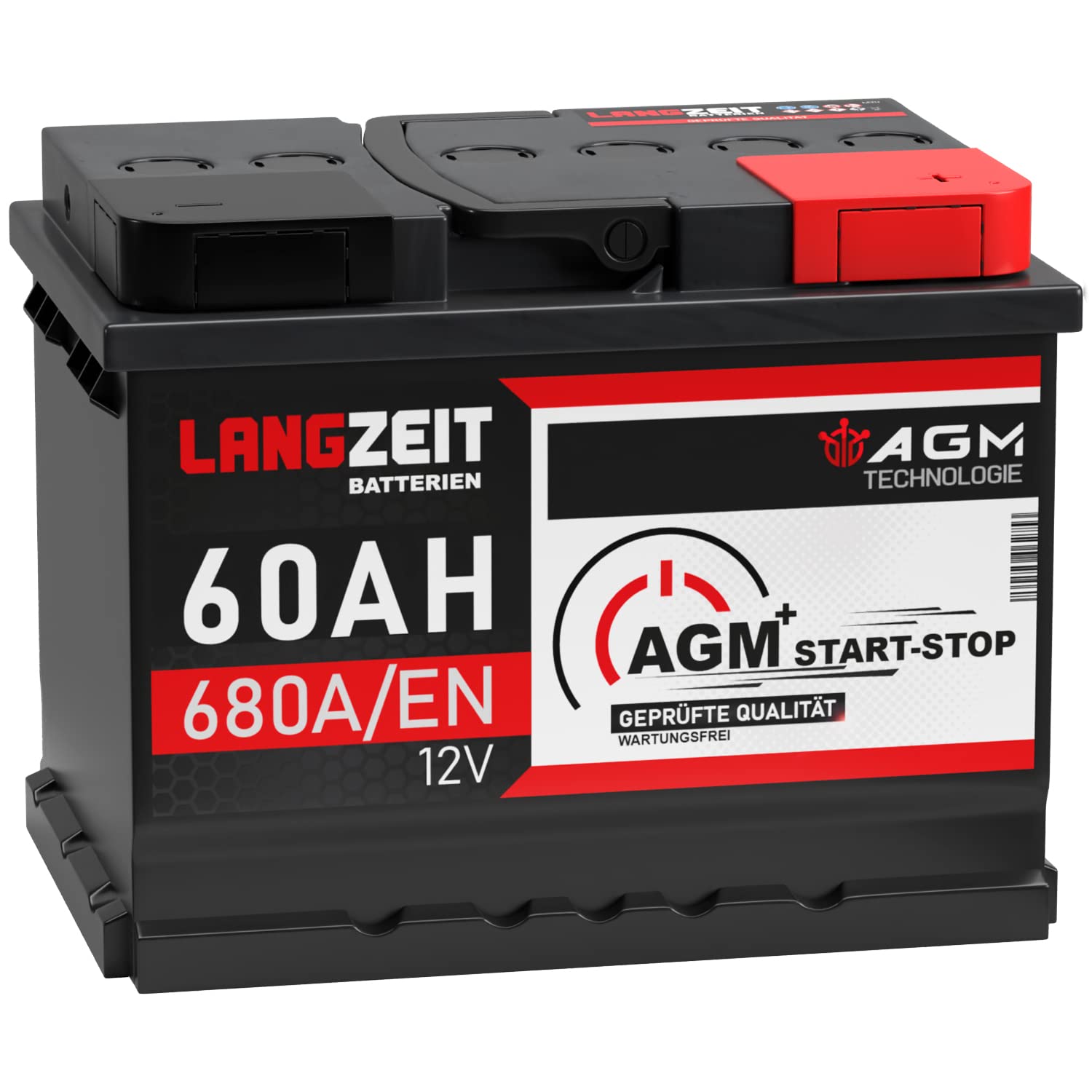 LANGZEIT AGM Batterie 60Ah 12V 680A/EN Start-Stop Autobatterie VRLA Batterie von LANGZEIT Batterien