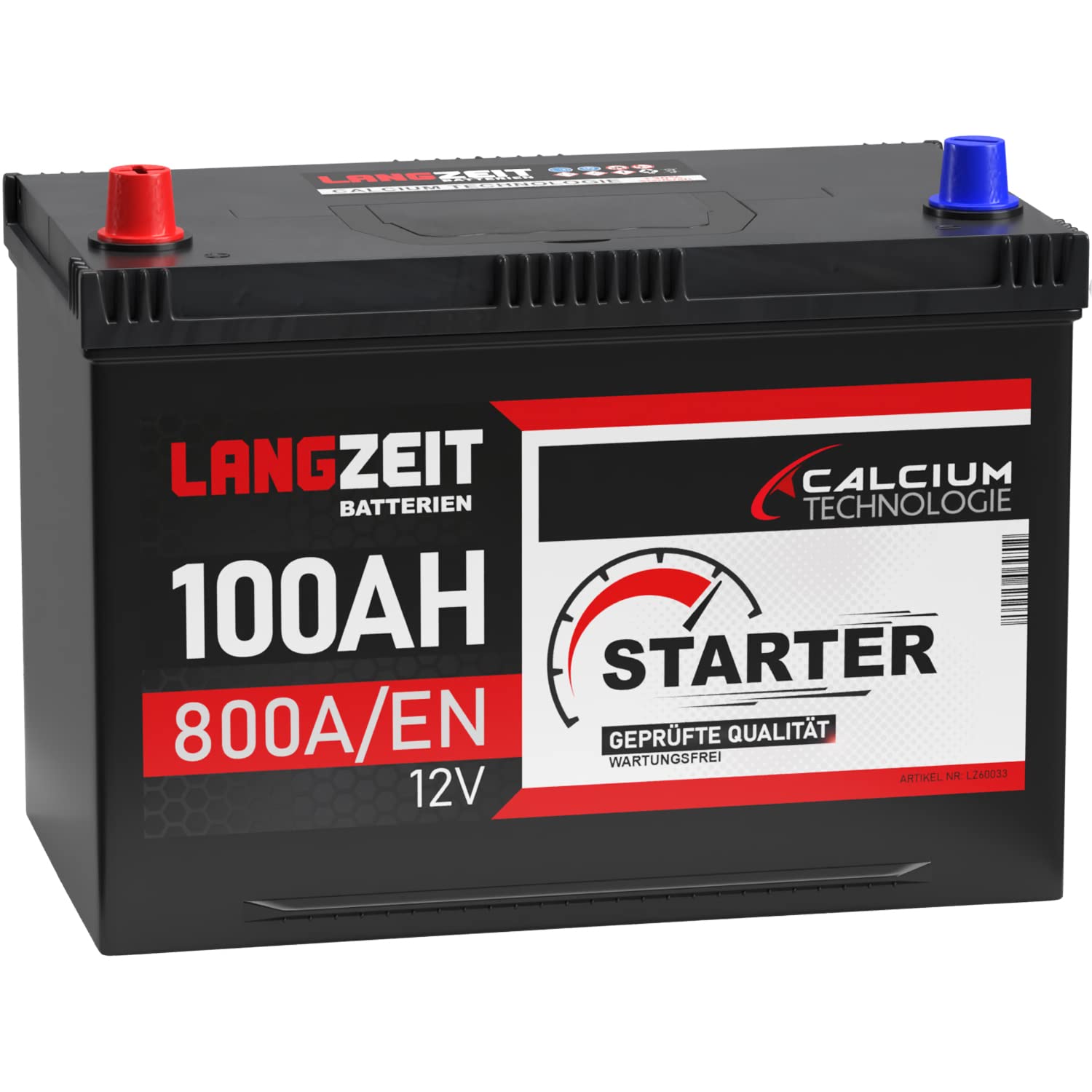 LANGZEIT ASIA Autobatterie 100Ah 12V 800A/EN ASIA Batterie Plus-Pol Links 30% mehr Startleistung ersetzt 95Ah 90Ah von LANGZEIT Batterien