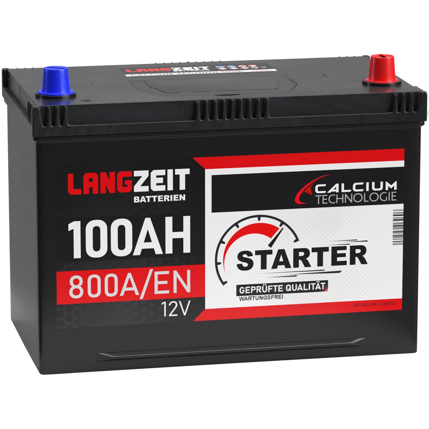 LANGZEIT ASIA Autobatterie 100Ah 12V 800A/EN ASIA Batterie Plus-Pol Rechts 30% mehr Startleistung ersetzt 95Ah 90Ah von LANGZEIT Batterien