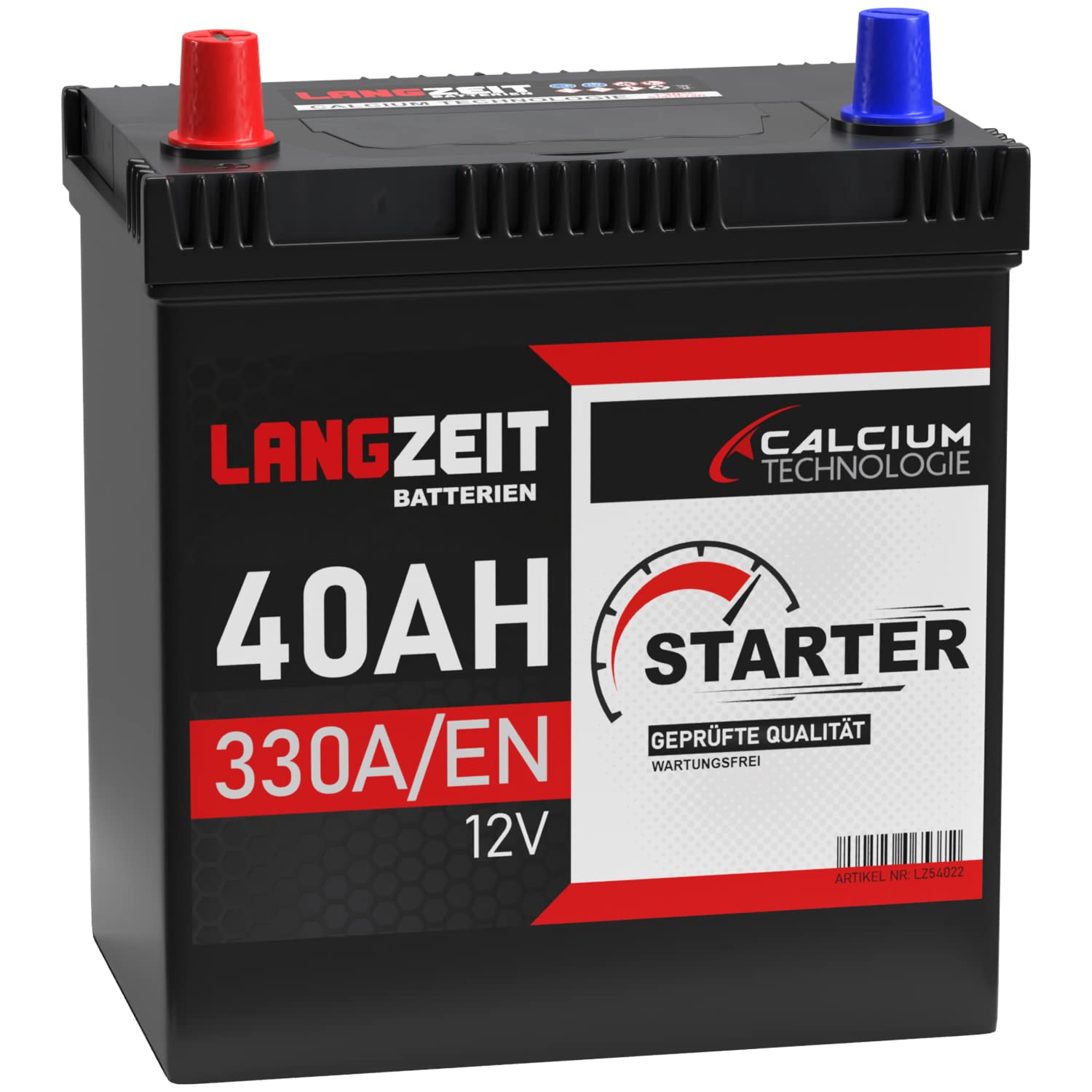 LANGZEIT ASIA Autobatterie 40Ah 12V 330A/EN ASIA Batterie Plus-Pol Links 30% mehr Startleistung ersetzt 35Ah 36Ah 38Ah 42Ah von LANGZEIT Batterien