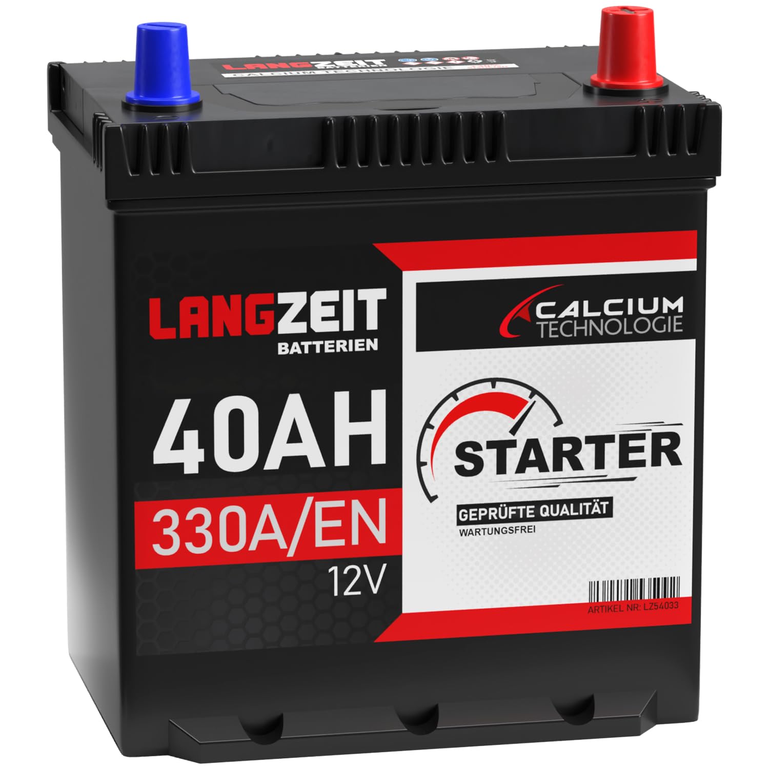 LANGZEIT ASIA Autobatterie 40Ah 12V 330A/EN ASIA Batterie Plus-Pol Rechts 30% mehr Startleistung ersetzt 35Ah 36Ah 38Ah 42Ah von LANGZEIT Batterien