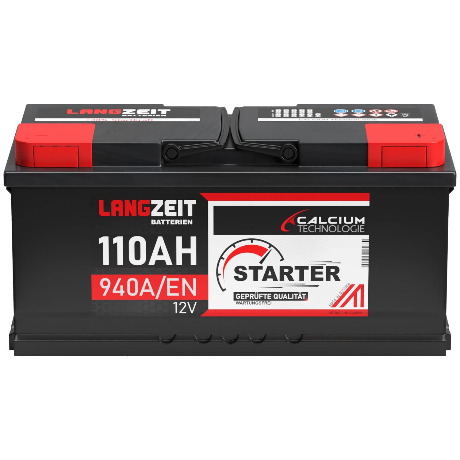 LANGZEIT Autobatterie 110Ah 12V 940A/EN Starterbatterie Batterie ersetzt 100Ah 105Ah von LANGZEIT Batterien