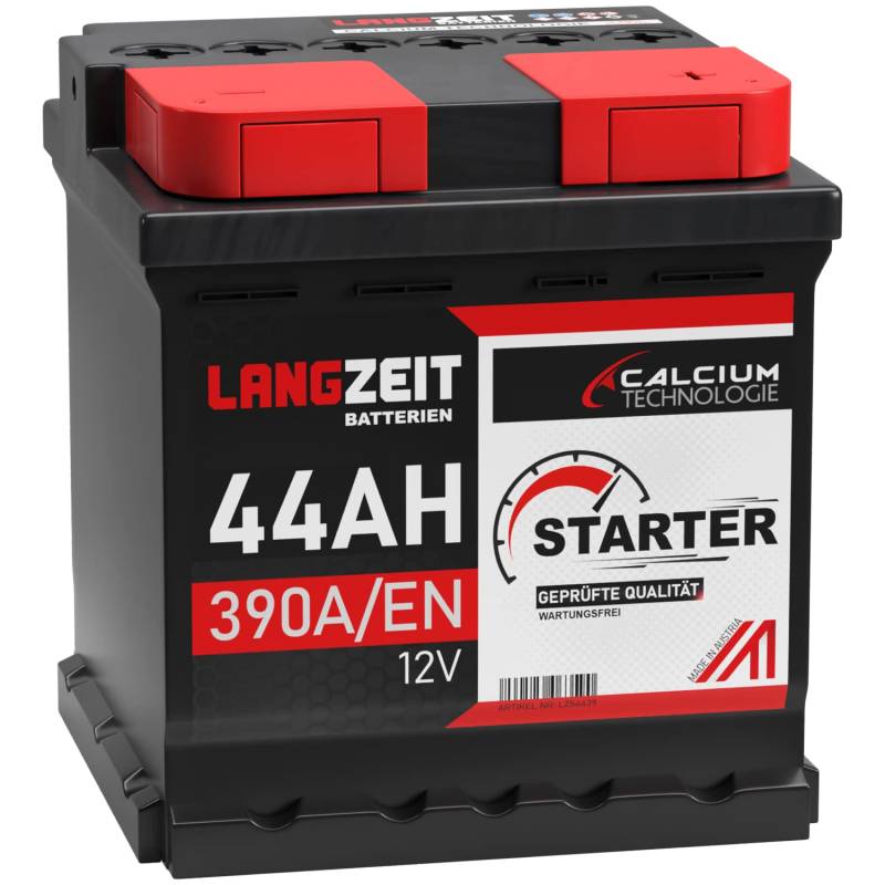 LANGZEIT Autobatterie 44AH 12V 390A/EN Starterbatterie ersetzt Batterie 36Ah 38Ah 40Ah 42Ah 45Ah von LANGZEIT Batterien