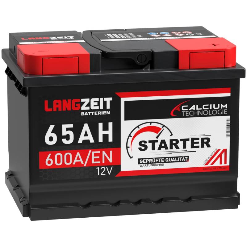 LANGZEIT lead acid, Autobatterie 12V 65Ah Starterbatterie ersetzt Batterie 60Ah 55Ah 56Ah 61Ah 62Ah 63Ah 64Ah, Kompatibel mit PKW von LANGZEIT Batterien