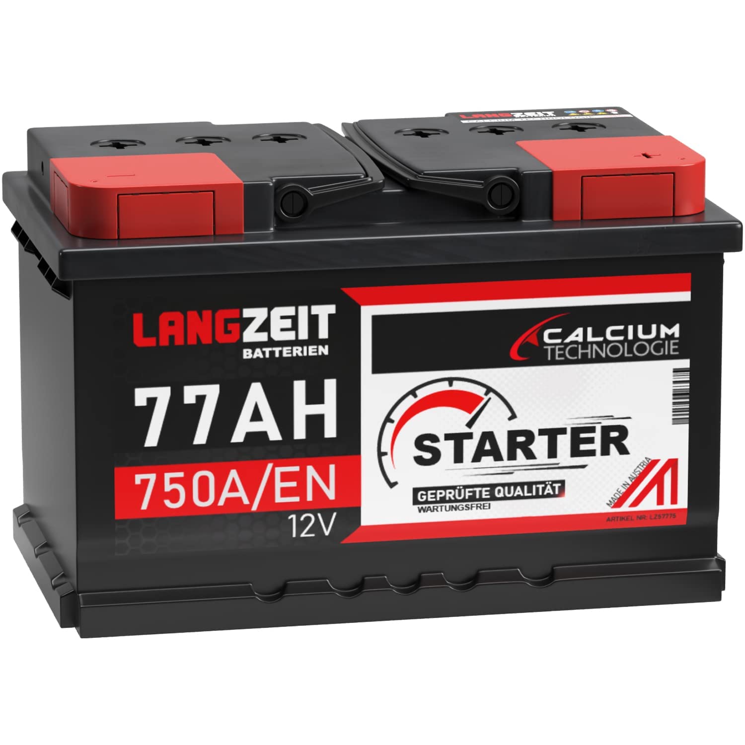 LANGZEIT Autobatterie 77AH 12V 750A/EN Starterbatterie +30% mehr Leistung ersetzt Batterie 75Ah 72Ah 74Ah 70Ah Starter Batterie von LANGZEIT Batterien
