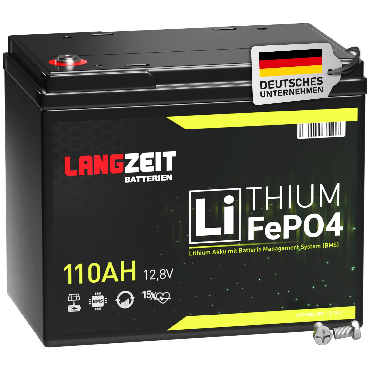 LANGZEIT LiFePO4 110Ah 12V Mini Lithium Batterie ersetzt 100Ah mit BMS Solarbatterie Wohnmobil Solar Boot Akku LANGZEIT LiFePO4 110Ah 12V Mini Lithium Batterie ersetzt 100Ah mit BMS Solarbatterie Wohnmobil Solar Boot Akku von LANGZEIT Batterien