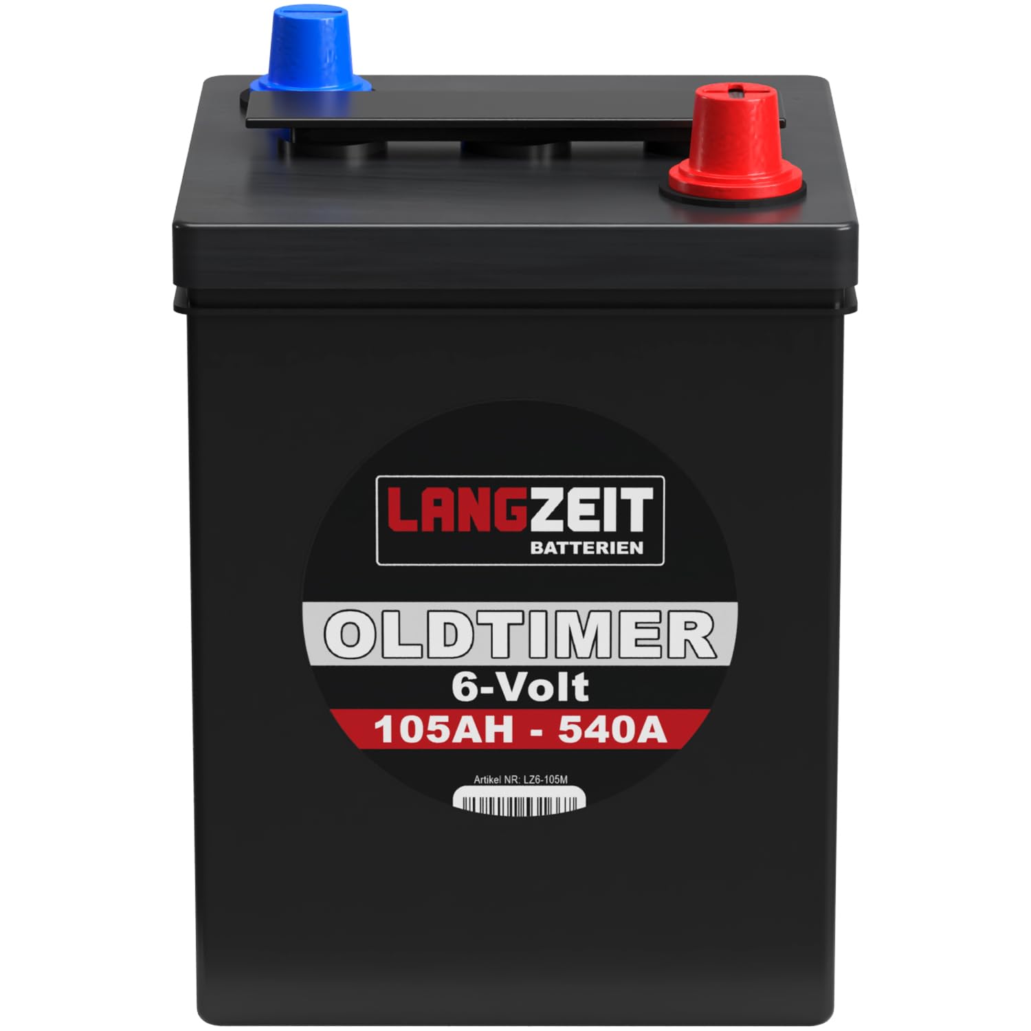 LANGZEIT Oldtimer Batterie 6V 105Ah Autobatterie Starterbatterie 6-Volt gefüllt & geladen einbaufertig von LANGZEIT Batterien
