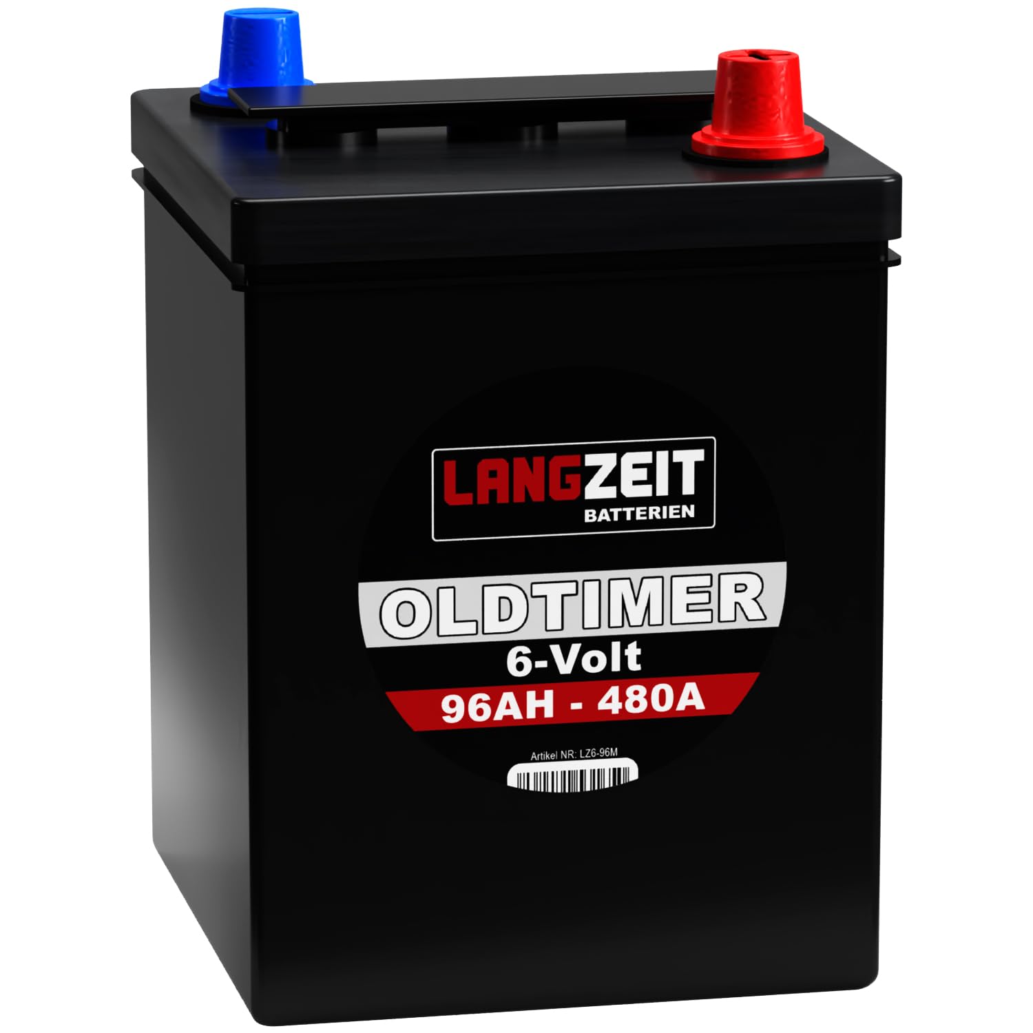 LANGZEIT Oldtimer Batterie 6V 96Ah Autobatterie Starterbatterie 6-Volt gefüllt & geladen einbaufertig von LANGZEIT Batterien