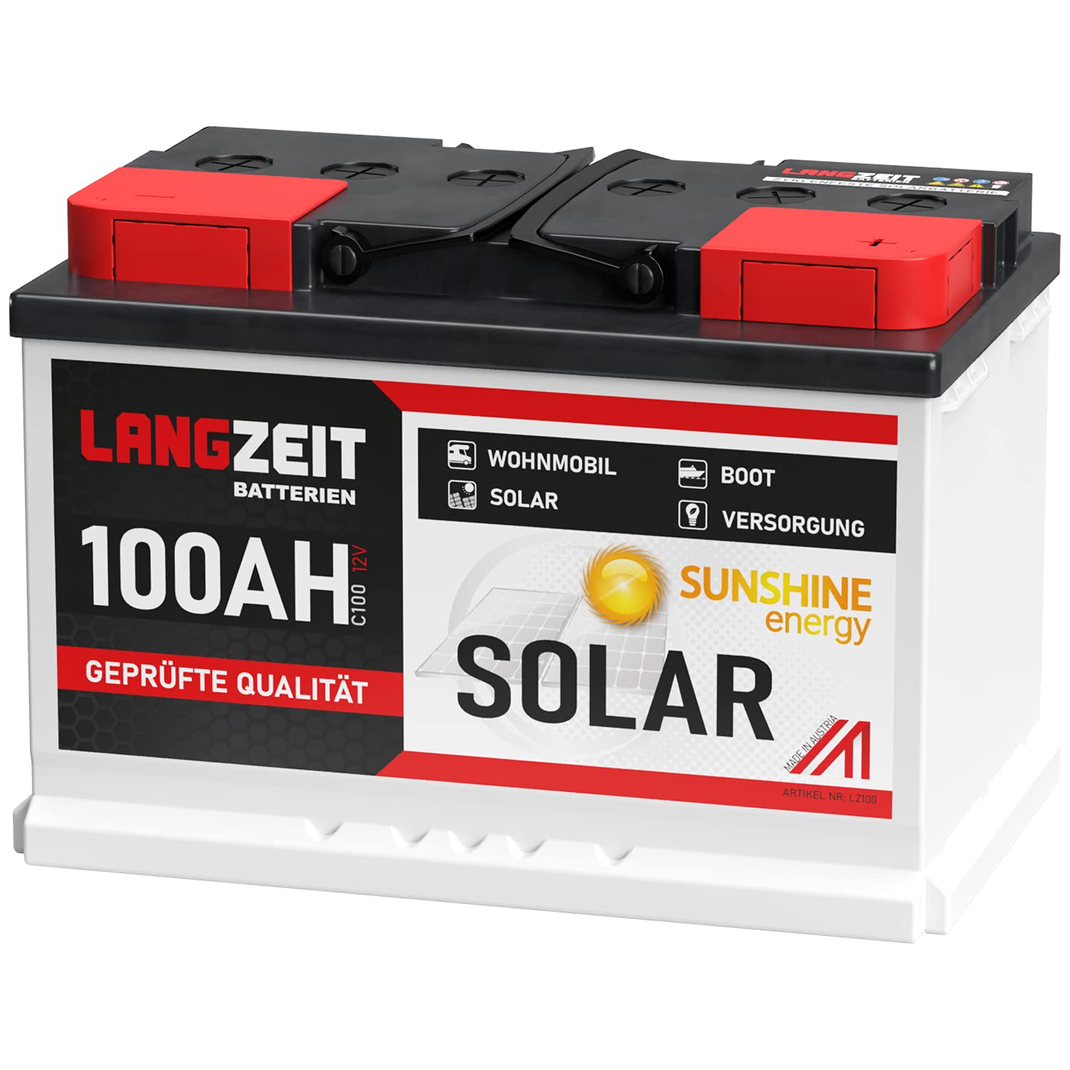 Solarbatterie 100Ah 12V Wohnmobil Boot Wohnwagen Camping Schiff Batterie Solar von LANGZEIT Batterien