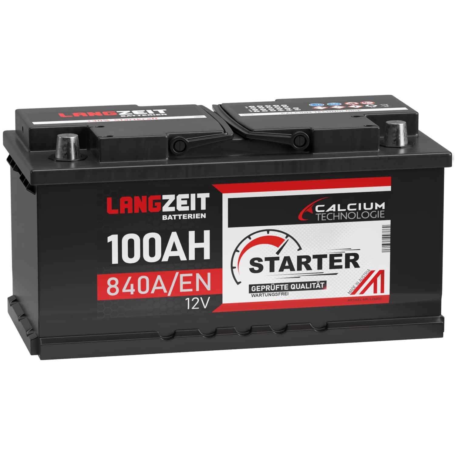 LANGZEIT STARTER Serie 12V 44Ah - 105Ah Autobatterie Starterbatterie PKW KFZ Batterie (100Ah) von LANGZEIT Batterien