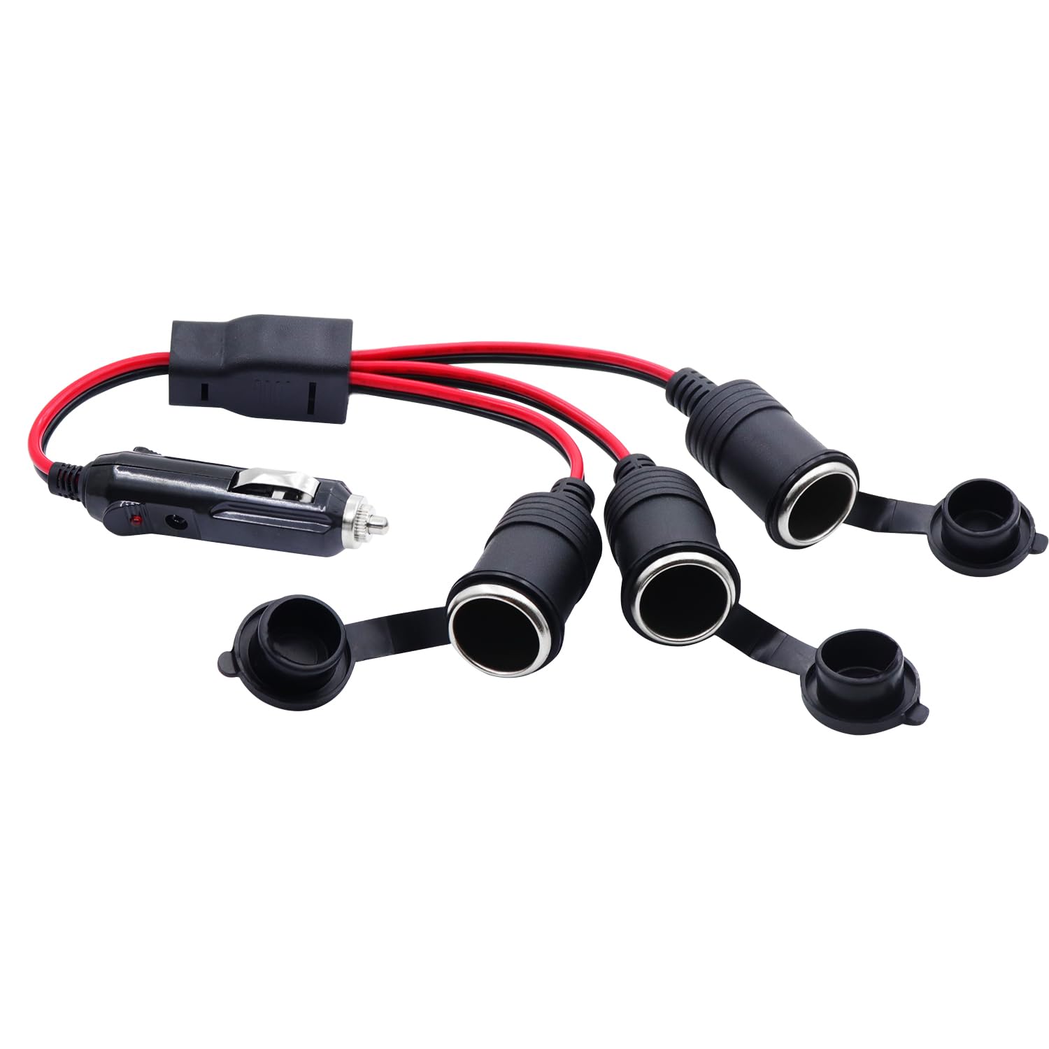 LANMINGLEL 1 bis 3 Auto Zigarettenanzünder Splitter Adapter 12V 24V 3-Wege Zigarettenanzünder männlich auf weiblich Verlängerungskabel mit 20A Sicherung für Reifenpumpe, Luftkompressor von LANMINGLEL