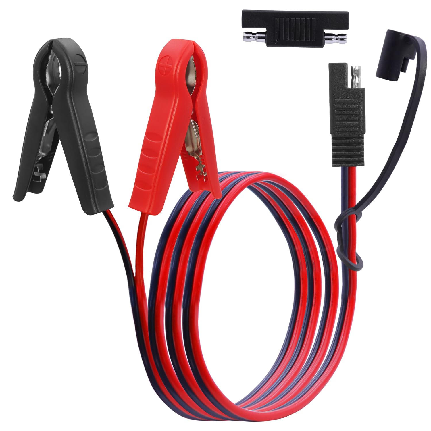 LANMINGLEL Crocodile Clip auf SAE Stecker, 14AWG Krokodil Batterie Clip auf SAE Verlängerungskabel mit SAE Polaritätsumkehr Adapter für Motorrad, Auto, Solarenergie (3,3FT) von LANMINGLEL
