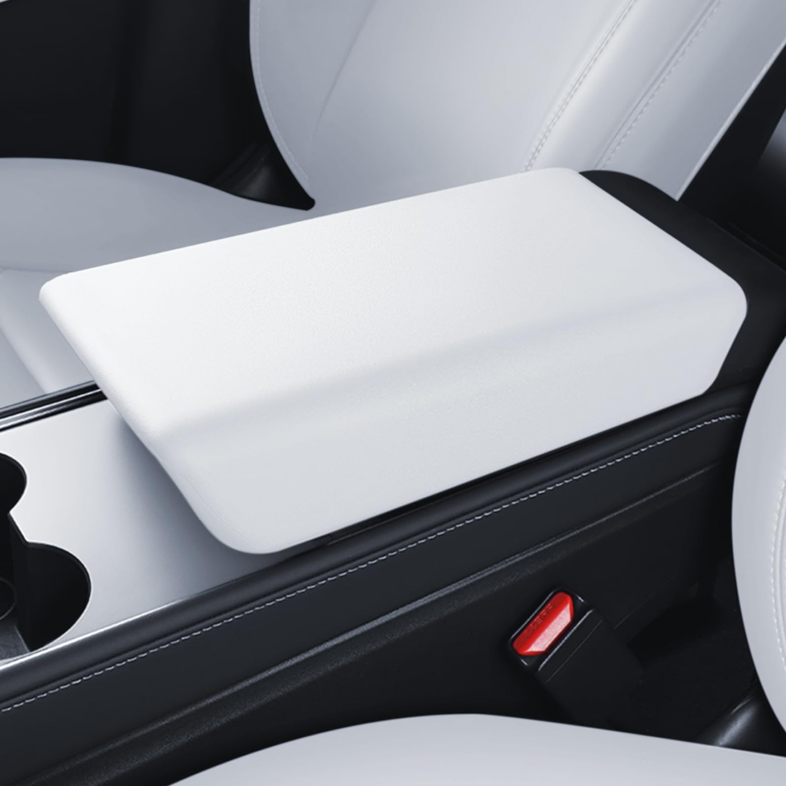 LANTU Mittelarmlehne Abdeckung für Tesla Model Y 2021-2024 und Model 3 2021-2023 TPE Armlehne Abdeckung Schutzhülle Wasserdicht und Rutschfest Tesla Model 3/Y Zubehör (Weiß) von LANTU