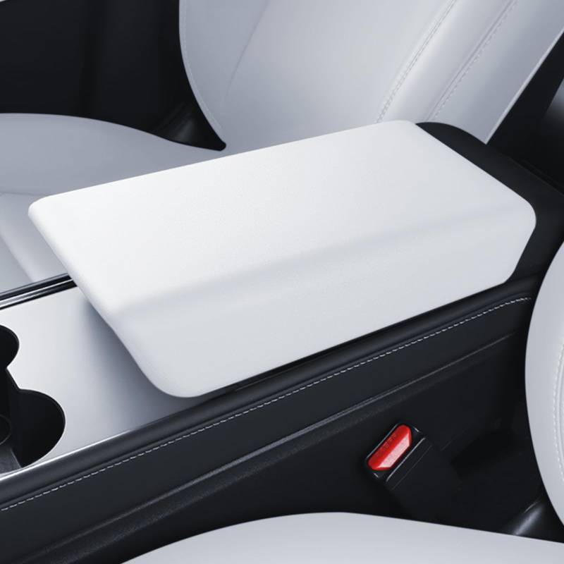 LANTU Mittelarmlehne Abdeckung für Tesla Model Y 2021-2024 und Model 3 2021-2023 TPE Armlehne Abdeckung Schutzhülle Wasserdicht und Rutschfest Tesla Model 3/Y Zubehör (Weiß) von LANTU