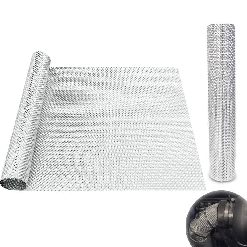 LANZLC Hitzeschutzblech, 100x40cm Hitzeschutz Hitzeblech Geprägte, Relief Fahrzeug Aluminisierter Hitzeschutzblech für Auspuff Hitzeschutzband, Wärmebarriere, Auto Auspufffolie von LANZLC