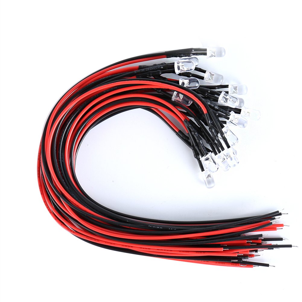 LAOMAO 20x 3mm LEDs mit 20cm Kabel 12 Volt DC/Led fertig verkabelt (3mm, Orange) von LAOMAO