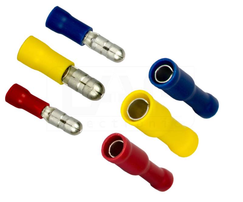 Rundstecker Rundsteckhülsen 0,5 mm² - 6 mm² Ø4-5 mm Kabelverbinder Kabelschuhe Auswahl: (10 Stück, Männlich 0,5-1,5 mm² rot) von LAP-Electronic