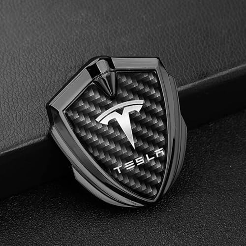 1 Stück Metall-Auto-Emblem-Aufkleber für Tesla Model 3/X/S/Y Vorne und Hinten Abzeichen Dekoration Auto Exterior Styling Zubehör,-Black von LAPOOH