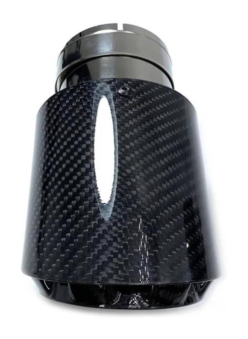 Endrohr Schalldämpfer 3 Lagige Twill Glossy Carbon Auto Schalldämpfer Spitze Universal Edelstahl Silber Auspuffrohr Düse Dekoration(67 IN 101 OUT) von LAPPGNGFYA