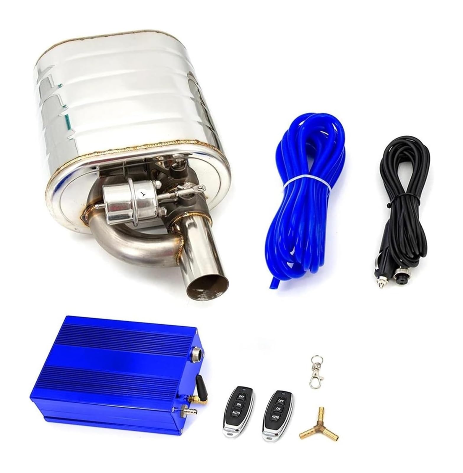 Endrohr Schalldämpfer Auspuffschalldämpfer Mit Ablassventil Edelstahl Elektrische Aussparung Fernbedienungssatz Universell 51 Mm 63 Mm 76 Mm(51MM Left with Pump) von LAPPGNGFYA