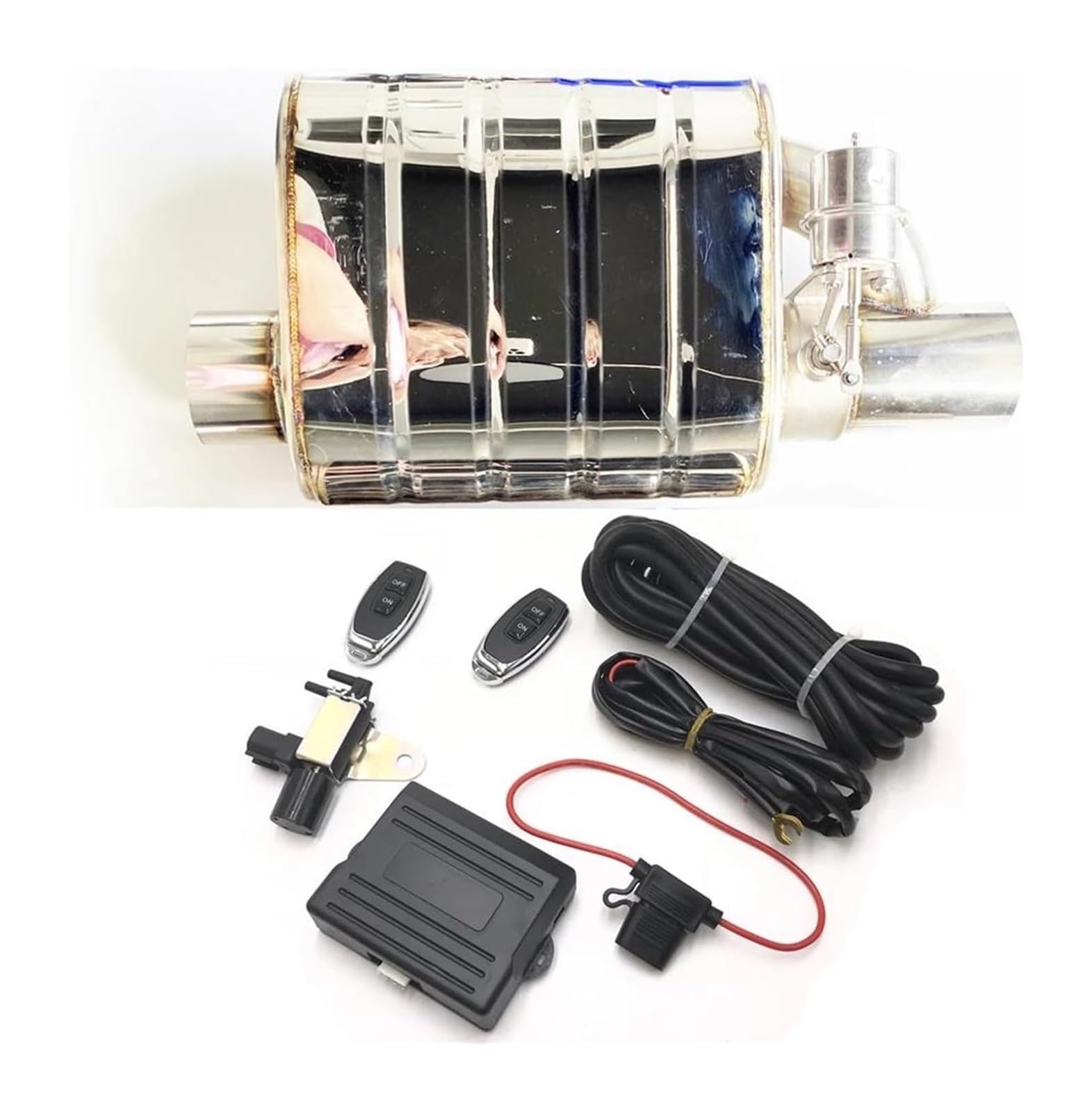 Endrohr Schalldämpfer Auto Auspuff System Vakuum Ventil Control Rohr Kit Variable Schalldämpfer Edelstahl Schalter Sound L + R(51 L Controller) von LAPPGNGFYA