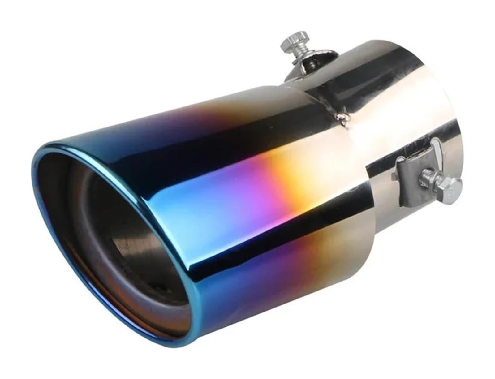 Endrohr Schalldämpfer Auto Auspuffendrohr Mit Einzelauslass Universeller Runder Schalldämpfer Aus Edelstahl 63 Mm(A Curved) von LAPPGNGFYA