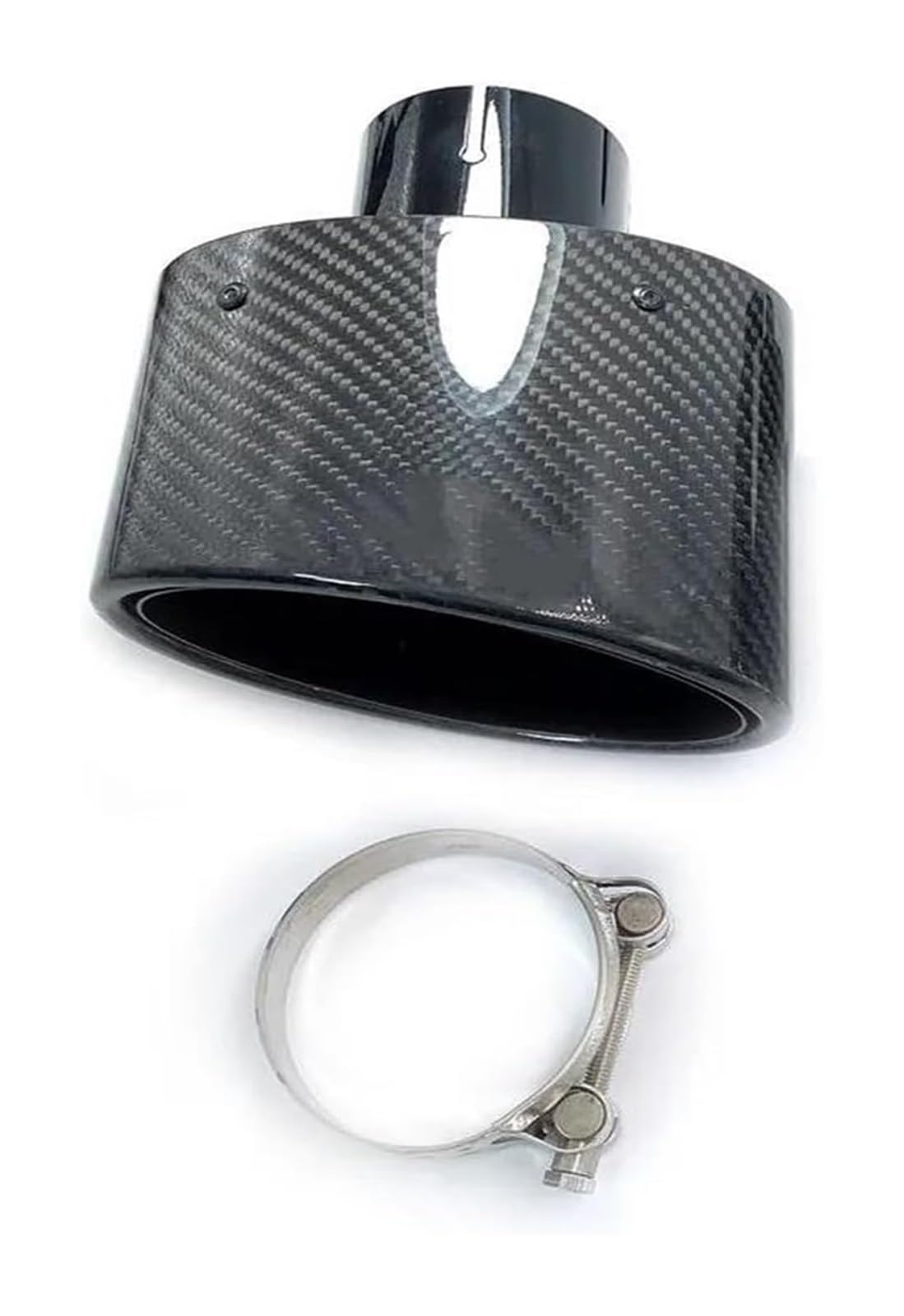 Endrohr Schalldämpfer Auto Auspuffrohr Modifiziert 150 Mm Großer Durchmesser Düse Hell Oval Glänzend Carbonfaser Schalldämpfer 1 Stück(ID 86 OD 150) von LAPPGNGFYA