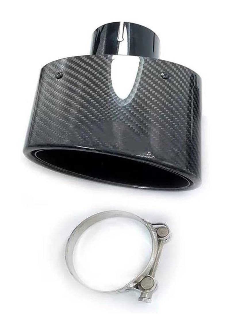 Endrohr Schalldämpfer Auto Auspuffrohr Modifiziert 150 Mm Großer Durchmesser Düse Hell Oval Glänzend Carbonfaser Schalldämpfer 1 Stück(ID 86 OD 150) von LAPPGNGFYA