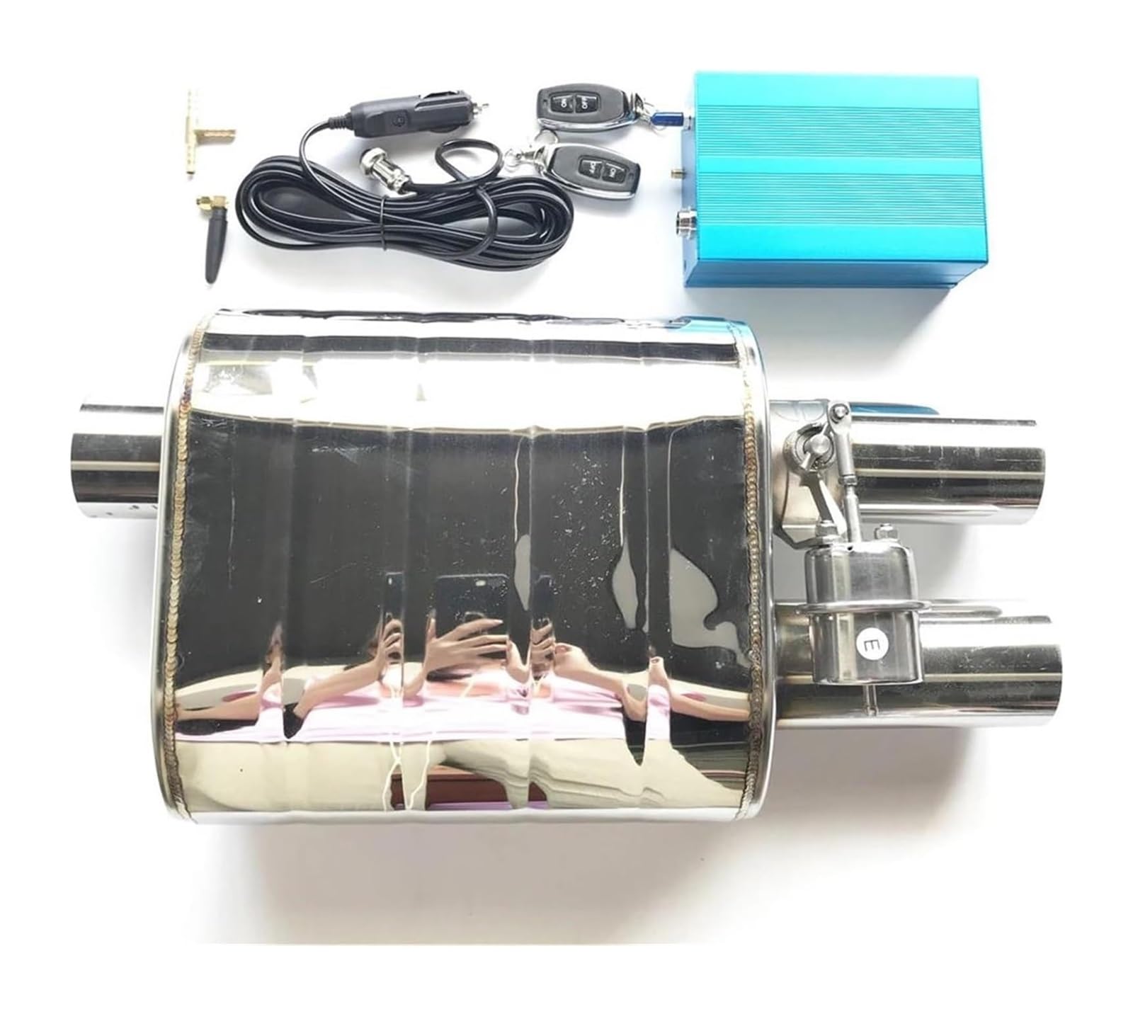 Endrohr Schalldämpfer Auto Auspuffrohr Vakuumpumpe Schalldämpfer Mit Variablem Ventil Fernbedienung, Edelstahl Universell ID 51 Mm 63 Mm 76 Mm(76MM+Vacuum Pump) von LAPPGNGFYA