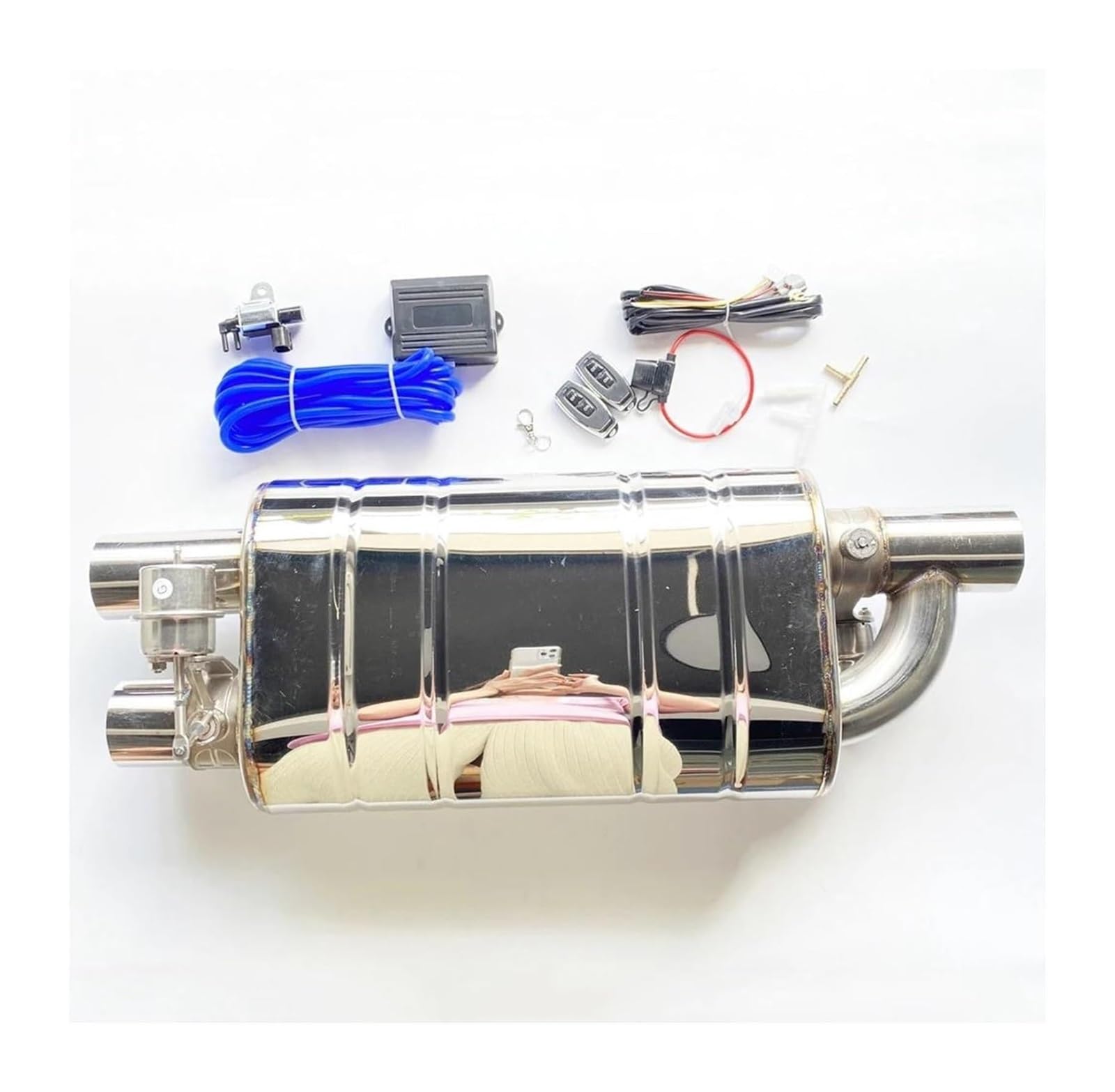 Endrohr Schalldämpfer Auto Auspuffrohr Vakuumpumpe Variable Dual Ventil Schalldämpfer Fernbedienung Edelstahl Universal 51MM 63MM 76MM(51MM+Control) von LAPPGNGFYA