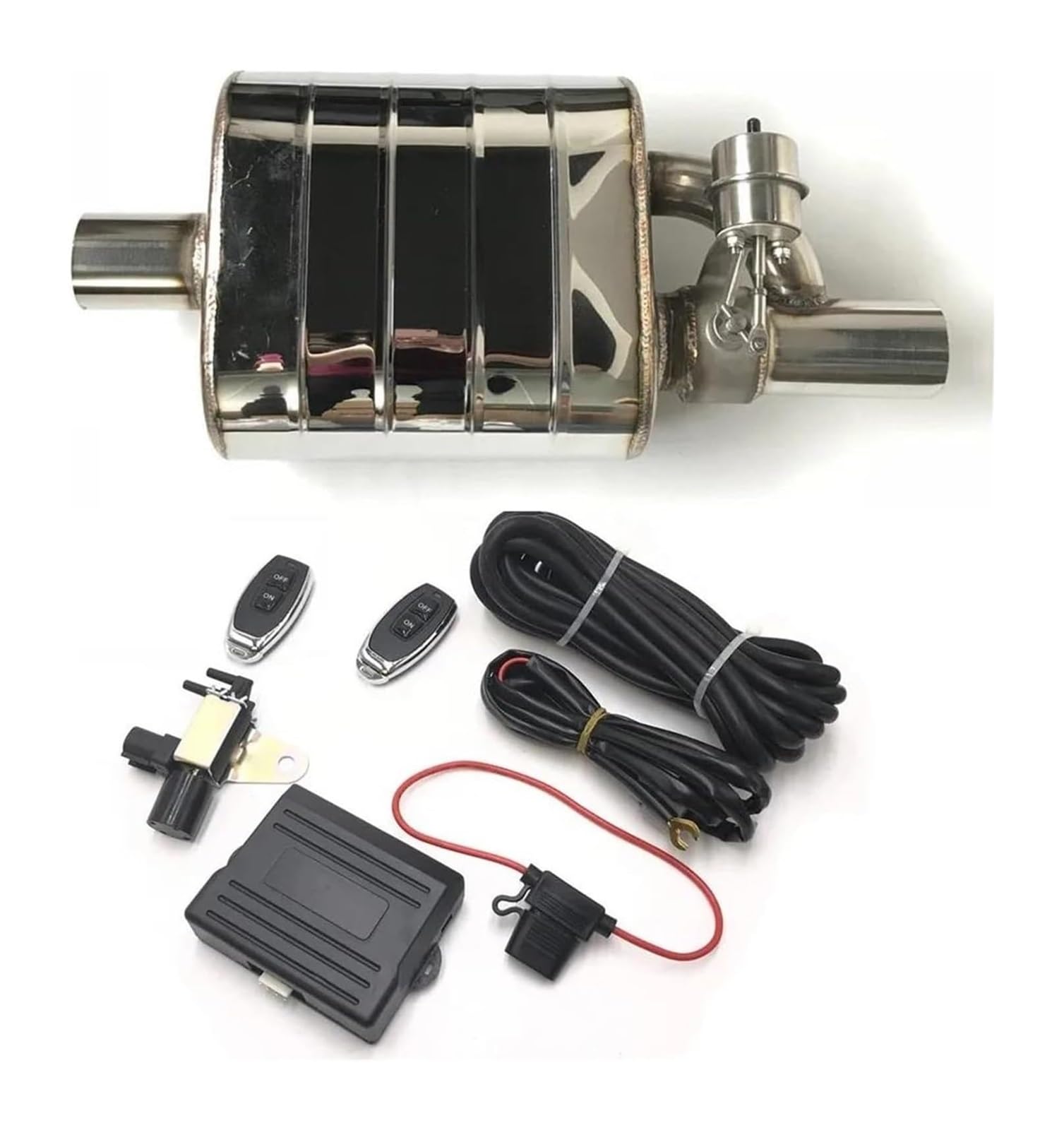 Endrohr Schalldämpfer Auto Auspuffrohr Vakuumpumpe Variable Ventilschalldämpfer Fernbedienung Edelstahl Universell 51/63/70/76 Mm Flache Form(63+Controller) von LAPPGNGFYA