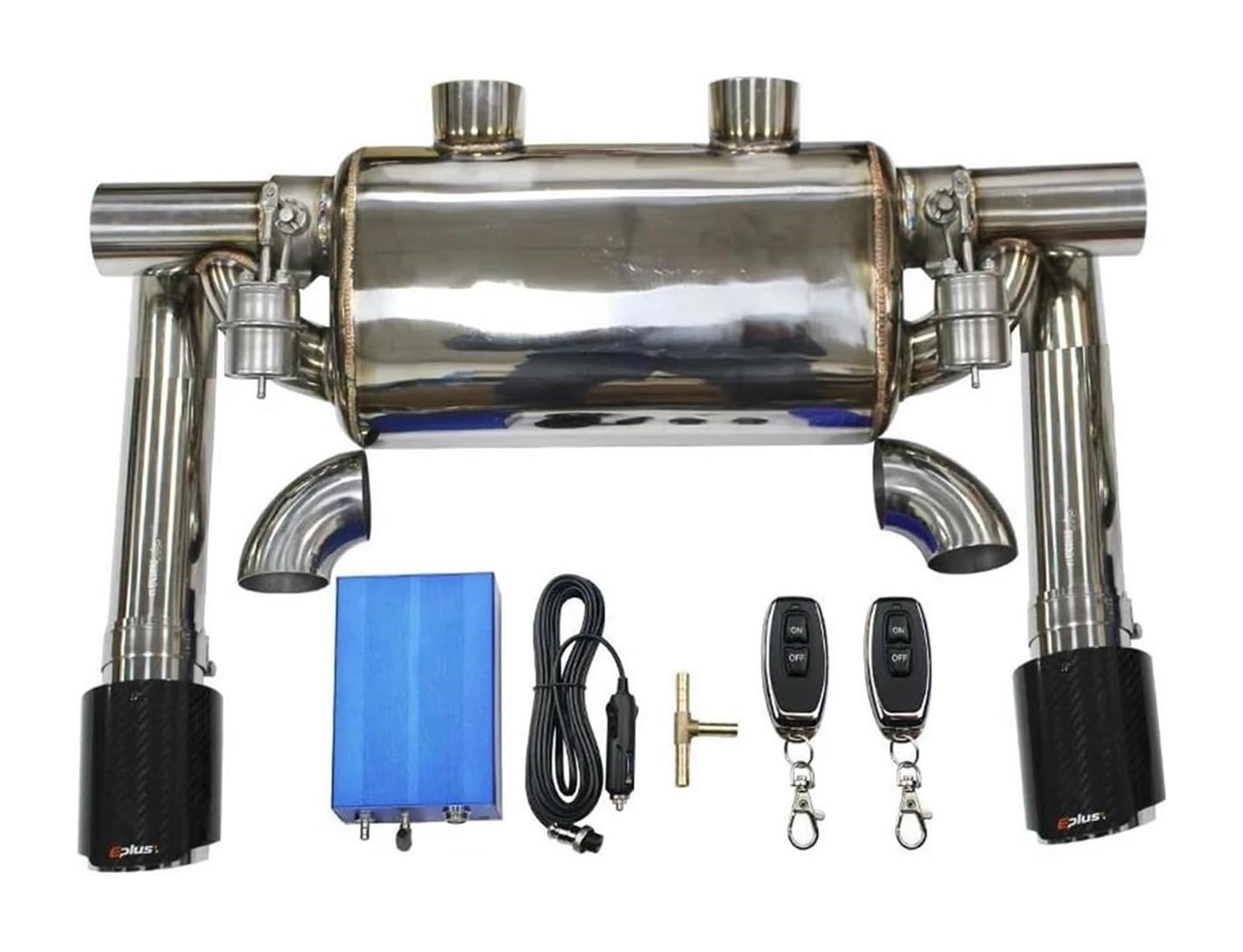 Endrohr Schalldämpfer Auto Auspuffrohr Vakuumpumpe Variable Ventilschalldämpfer Fernbedienung Edelstahl Universelle Form Zwei Ausgänge 63 Mm(1 Kit 51MM) von LAPPGNGFYA