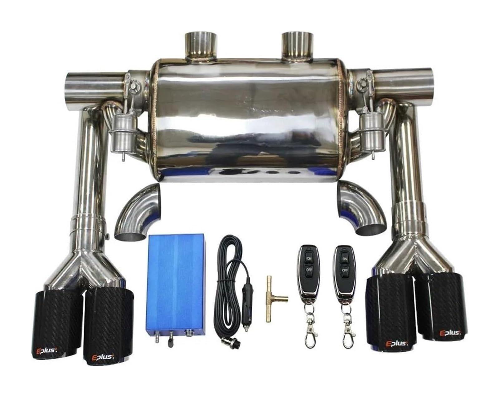 Endrohr Schalldämpfer Auto Auspuffrohr Vakuumpumpe Variable Ventilschalldämpfer Fernbedienung Edelstahl Universelle Form Zwei Ausgänge 63 Mm(2 Kit 70MM) von LAPPGNGFYA