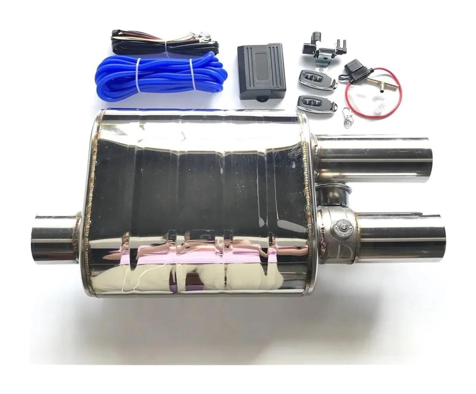 Endrohr Schalldämpfer Auto Auspuffrohr Vakuumpumpe Variabler Ventilschalldämpfer Fernbedienung Edelstahl Universell 63 Mm 2,5 Zoll(A+Control) von LAPPGNGFYA