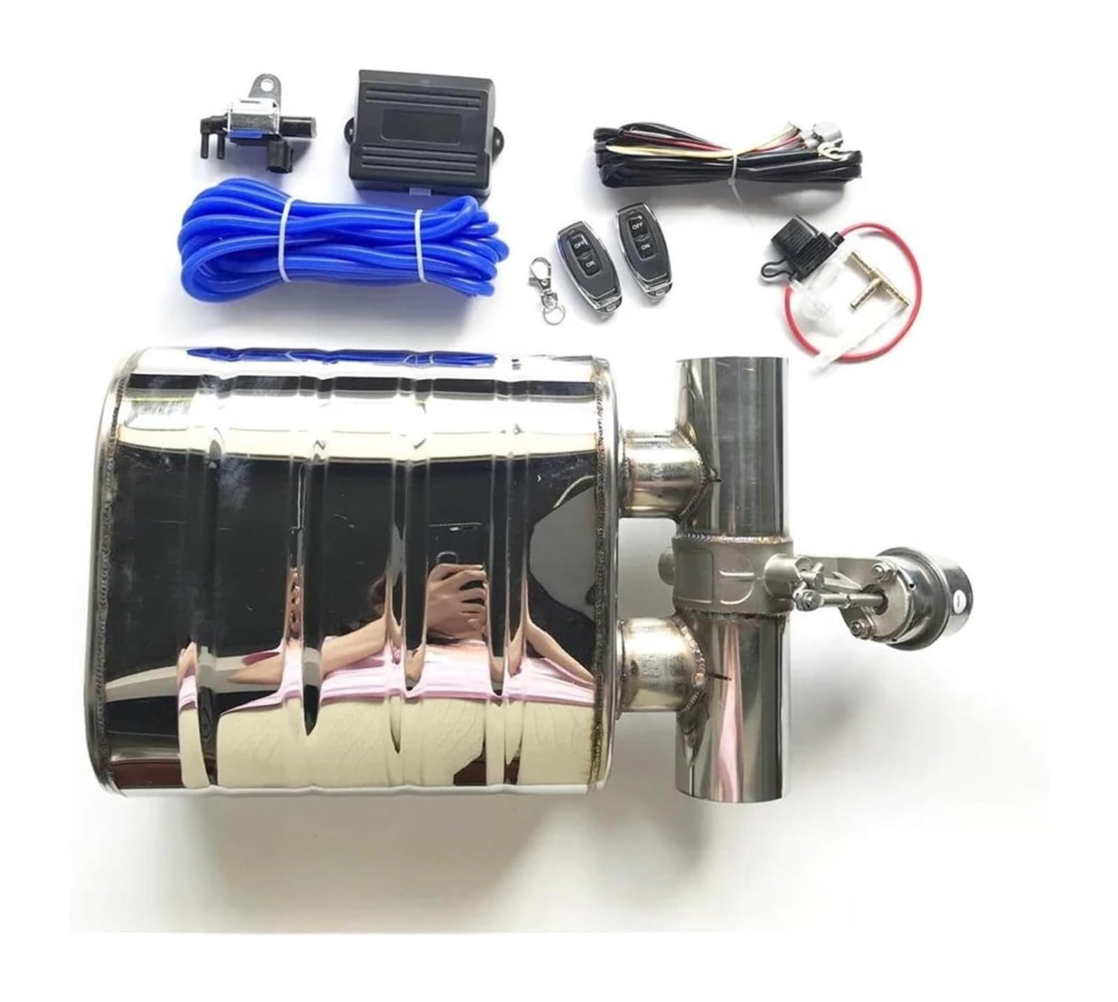 Endrohr Schalldämpfer Auto Auspuffrohr Vakuumpumpe Variabler Ventilschalldämpfer Fernbedienung Edelstahl Universell 63 Mm 2,5 Zoll(C+Control) von LAPPGNGFYA