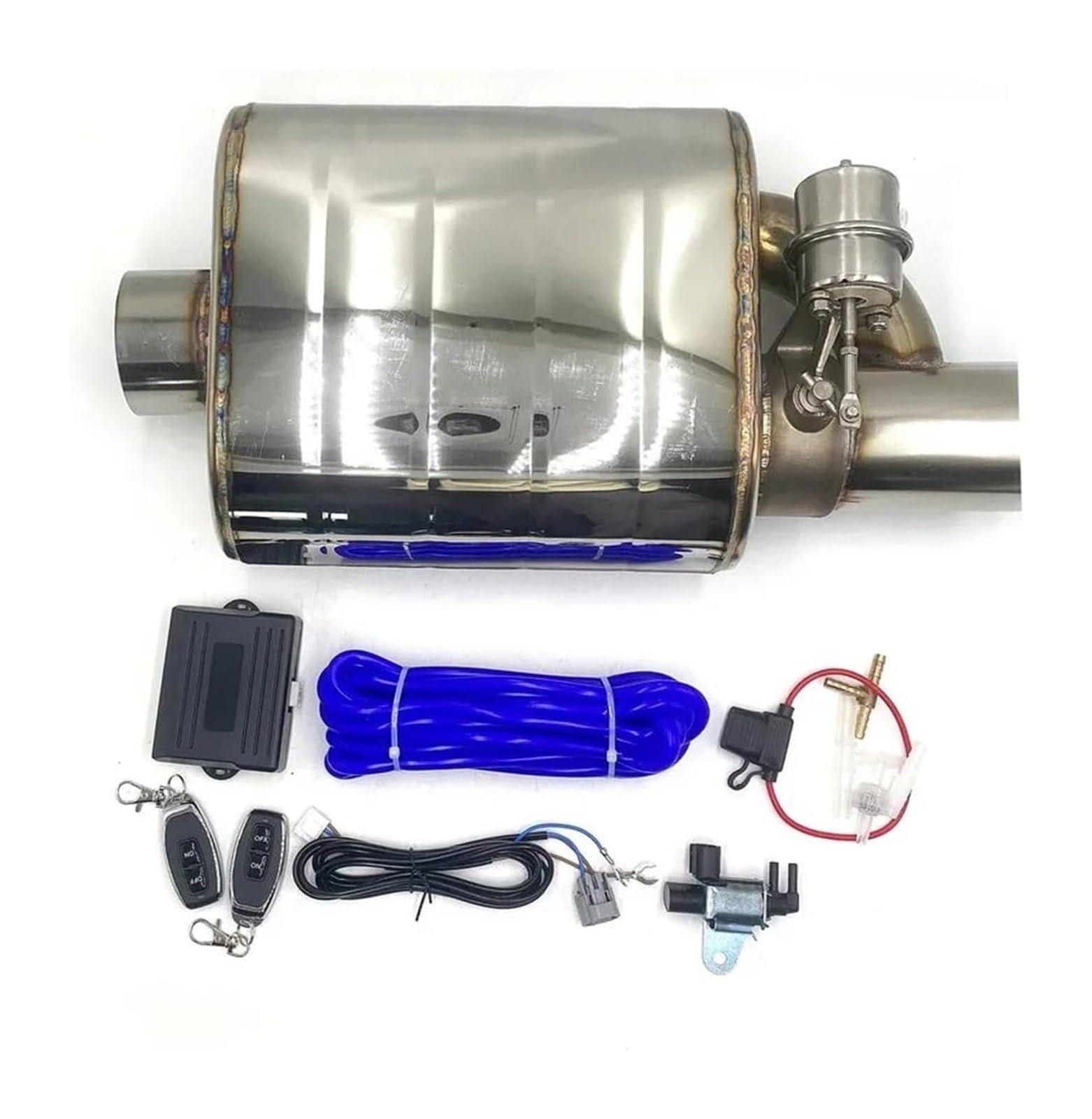 Endrohr Schalldämpfer Auto Auspuffrohr Vakuumpumpe Variabler Ventilschalldämpfer Fernbedienung Edelstahl Universell 63 Mm 2,5 Zoll(D+Control) von LAPPGNGFYA