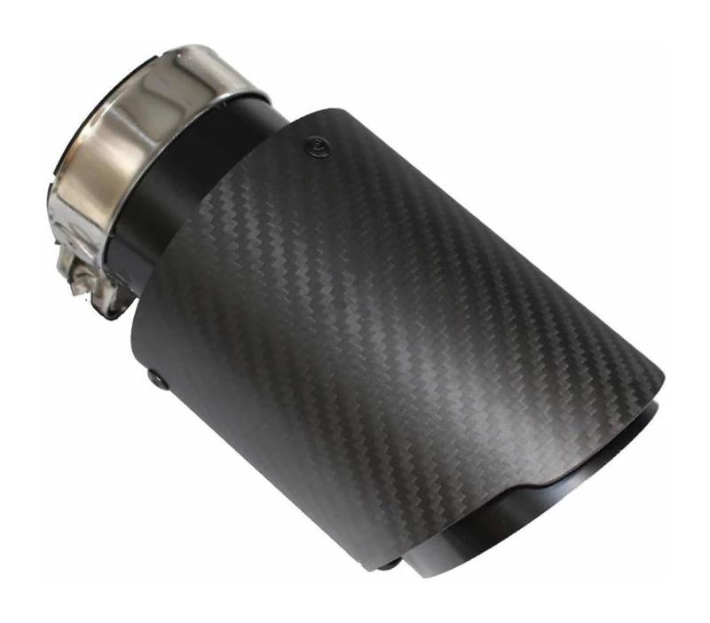 Endrohr Schalldämpfer Auto Matt Carbon Faser Schalldämpfer Spitze Auspuff System Rohr Düse Universal Gerade Edelstahl Schwarz(63-89) von LAPPGNGFYA