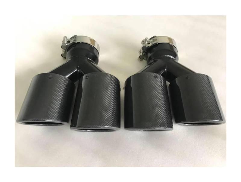 Endrohr Schalldämpfer Auto Modifikation Links Und Rechts Universal Dual Glossy Black Automobile Auspuffrohre 2PC(60-101) von LAPPGNGFYA