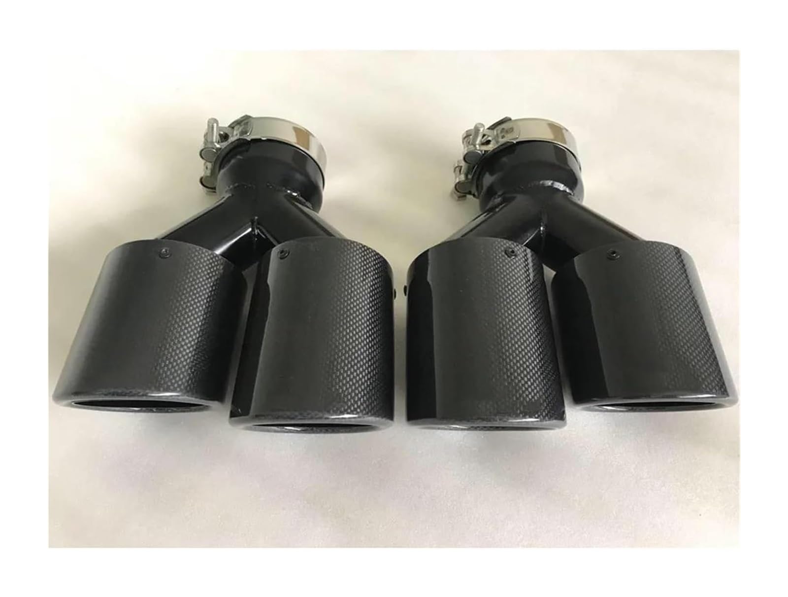 Endrohr Schalldämpfer Auto Modifikation Links Und Rechts Universal Dual Glossy Black Automobile Auspuffrohre 2PC(66-89) von LAPPGNGFYA