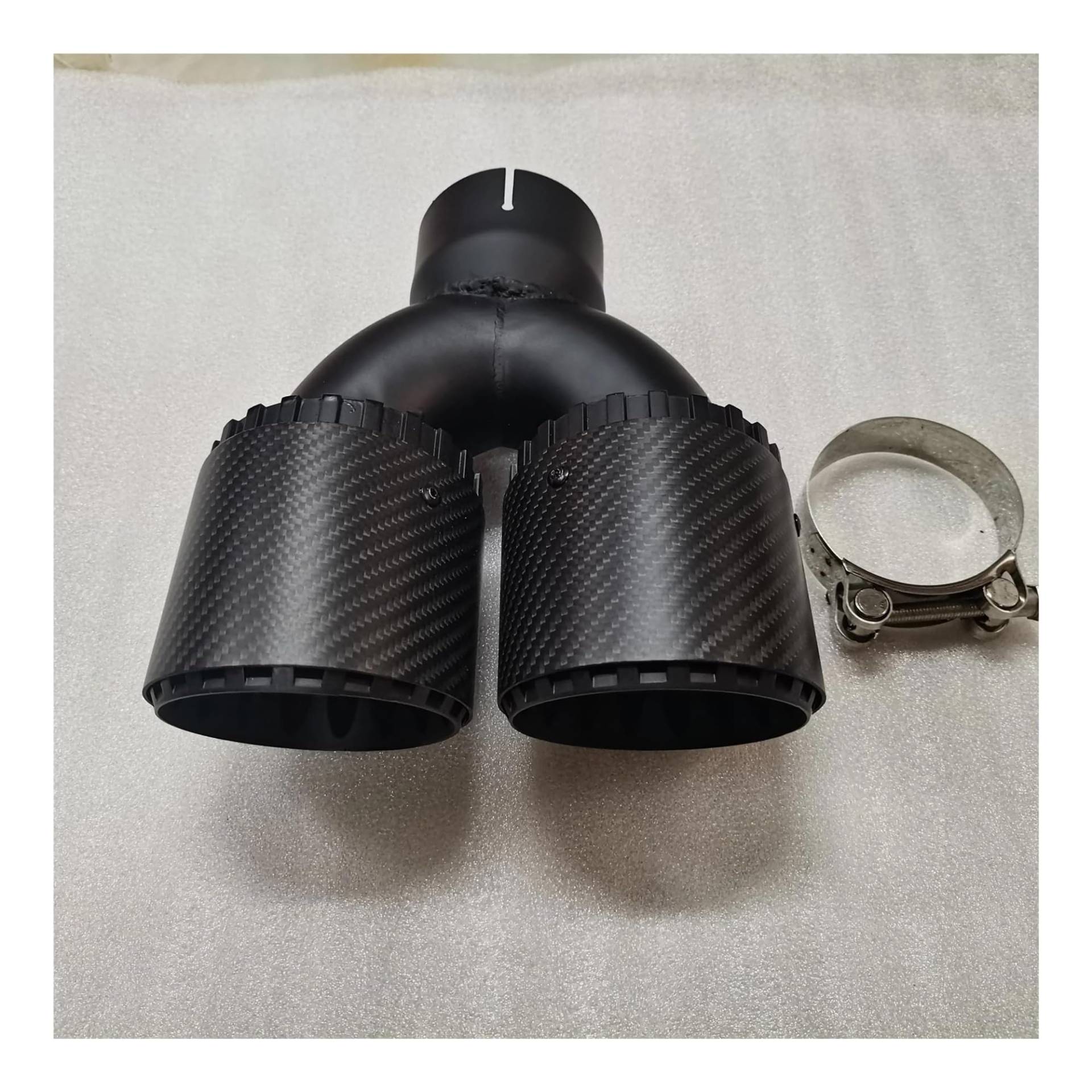 Endrohr Schalldämpfer Auto Modify Schwarz Edelstahl Auspuffrohr Endrohr Universal Dual Outlet Carbon Fiber Schalldämpfer Spitze 1 Stück(60 IN 101 OUT) von LAPPGNGFYA