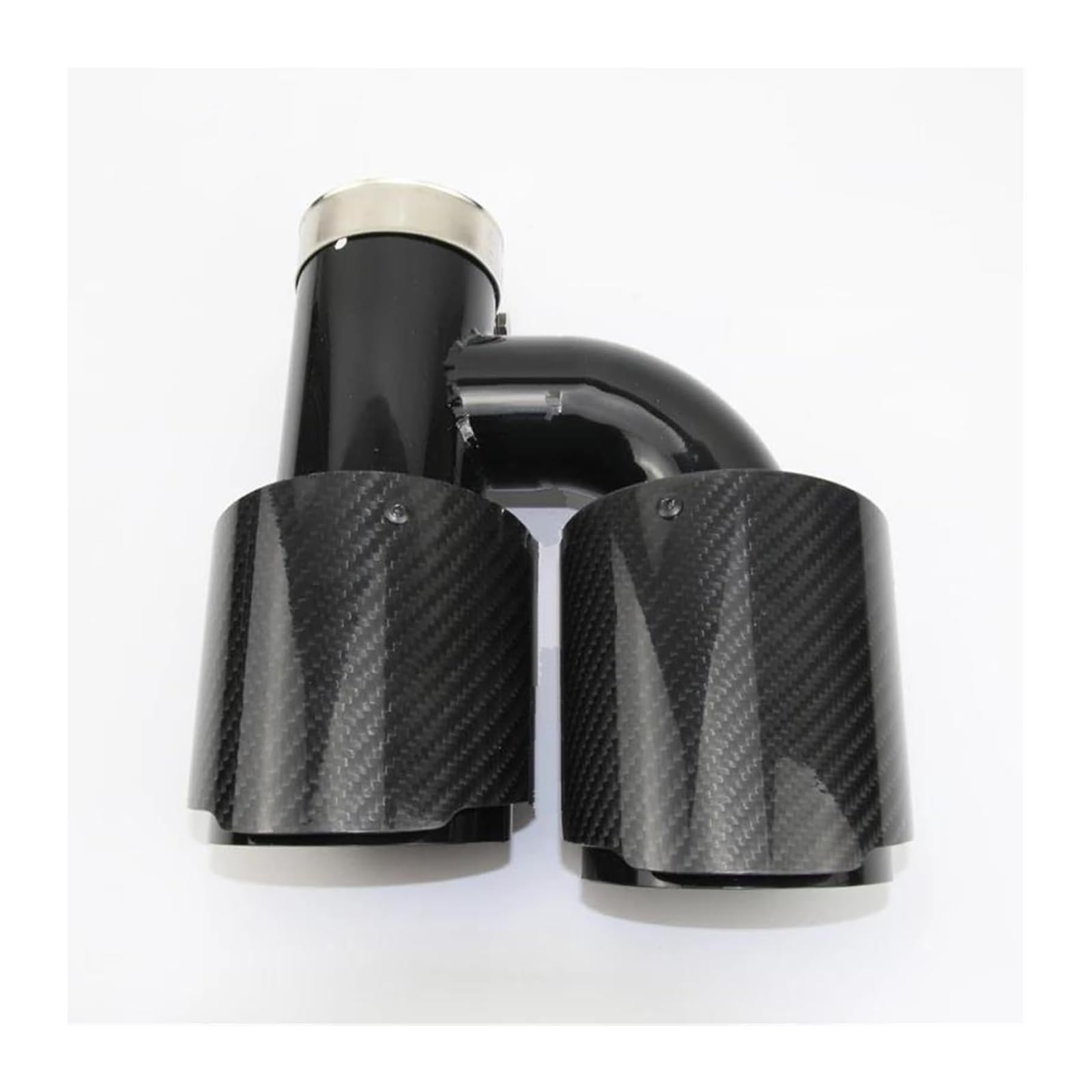 Endrohr Schalldämpfer Auto Styling Modifikation Universal Dual Glossy Black Automobile Auspuffrohr Schalldämpfer Spitze(63mm out 89mm) von LAPPGNGFYA