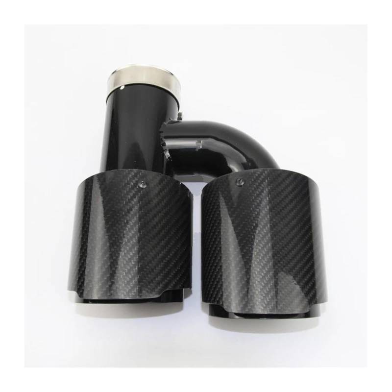 Endrohr Schalldämpfer Auto Styling Modifikation Universal Dual Glossy Black Automobile Auspuffrohr Schalldämpfer Spitze(63mm out 89mm) von LAPPGNGFYA
